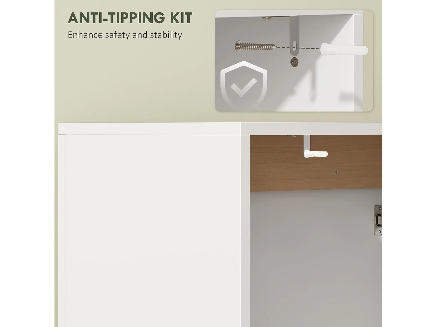 Lahane 60cm Under Sink Bathroom Cabinet with Soft Close Doors White and Natural Wood Finish