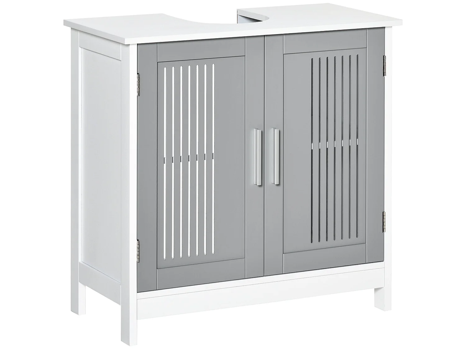 Nelike Grey Under Sink Vanity Unit 60x30x60cm Double Doors Adjustable Shelf