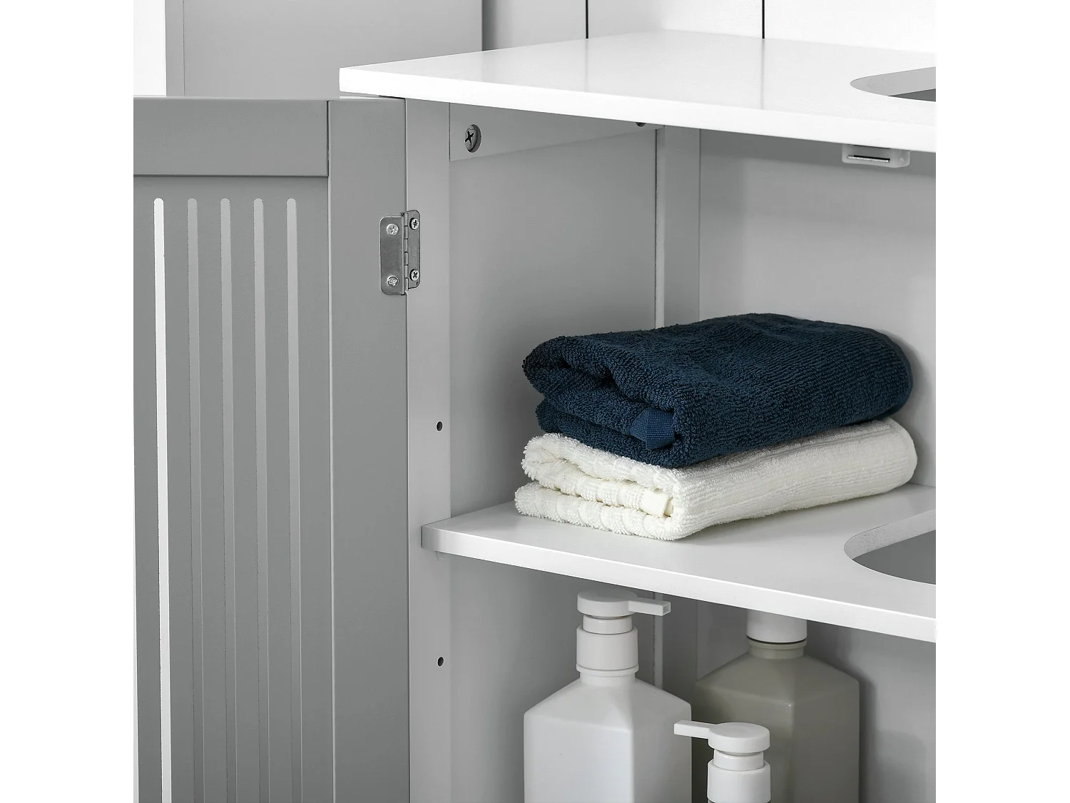 Nelike Grey Under Sink Vanity Unit 60x30x60cm Double Doors Adjustable Shelf