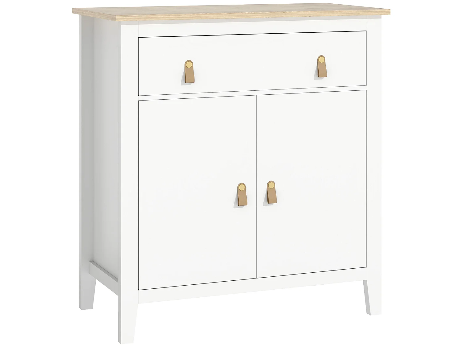 Kesora Lela Farmhouse Sideboard White Body with Oak Effect Top