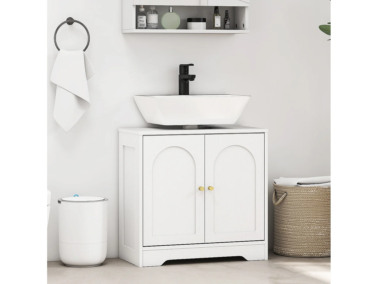 Mapa Under Sink Storage Cabinet with Double Arched Doors White