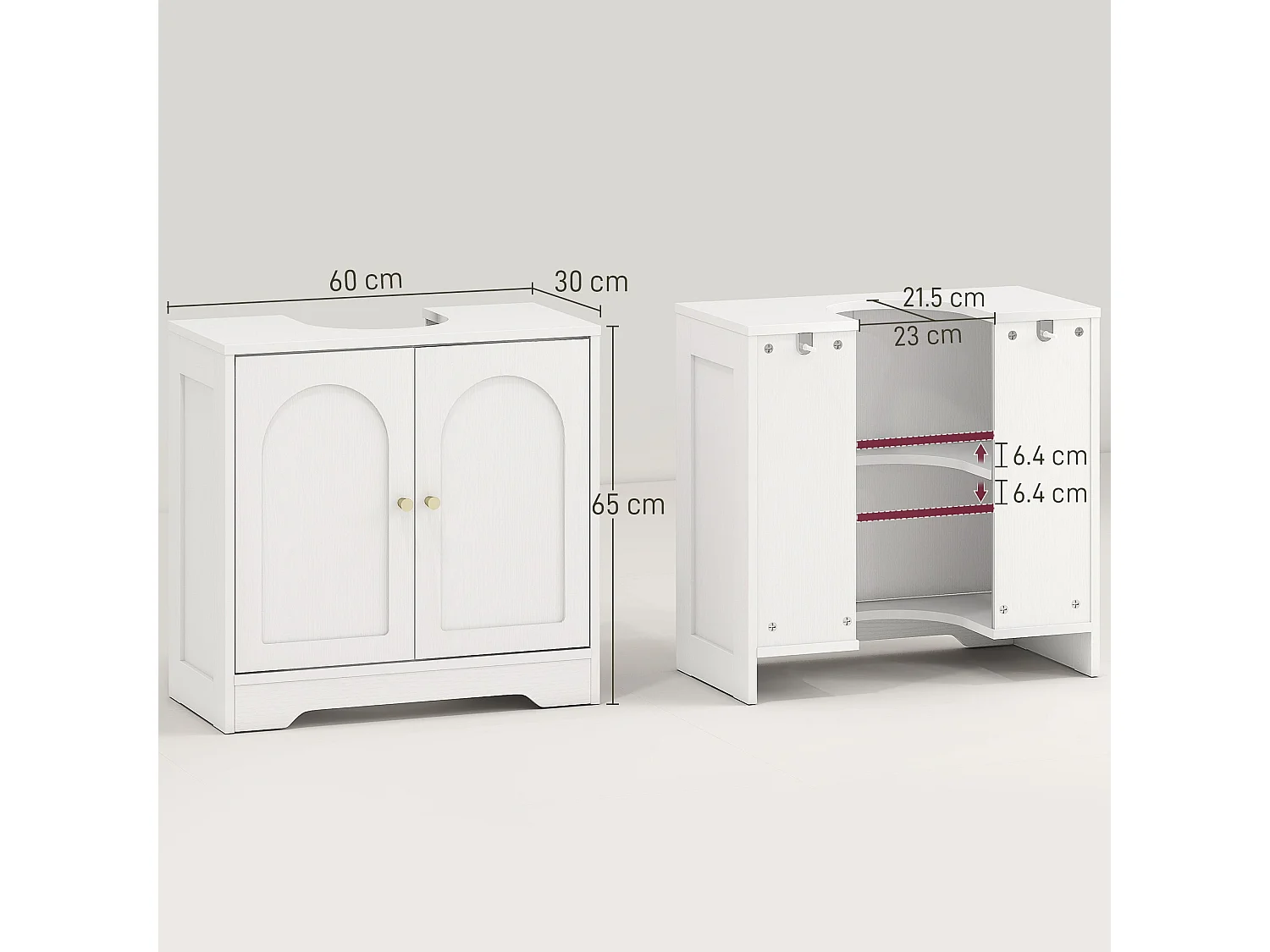 Mapa Under Sink Storage Cabinet with Double Arched Doors White
