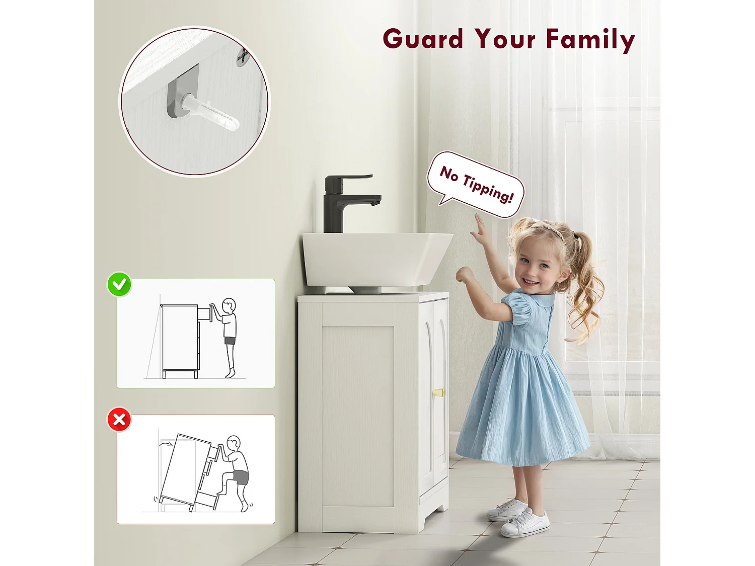Mapa Under Sink Storage Cabinet with Double Arched Doors White