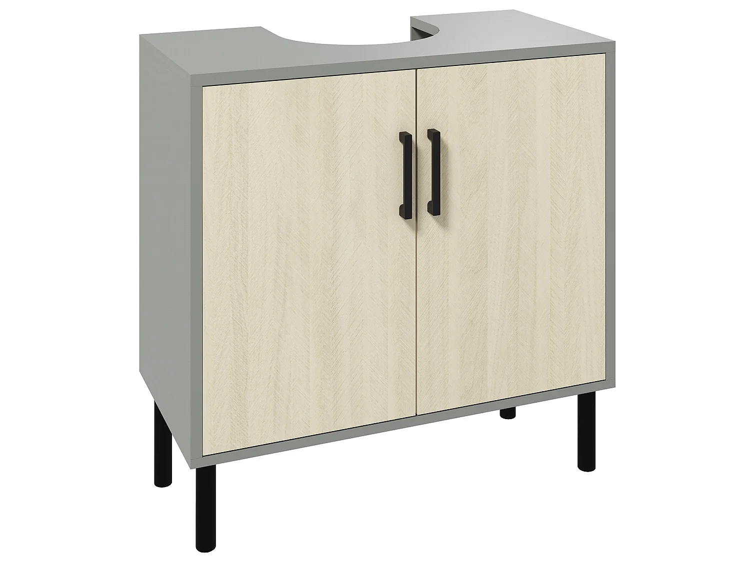 Nabavi Natural Finish Under Sink Vanity Cabinet 60cm Double Doors with Internal Shelf