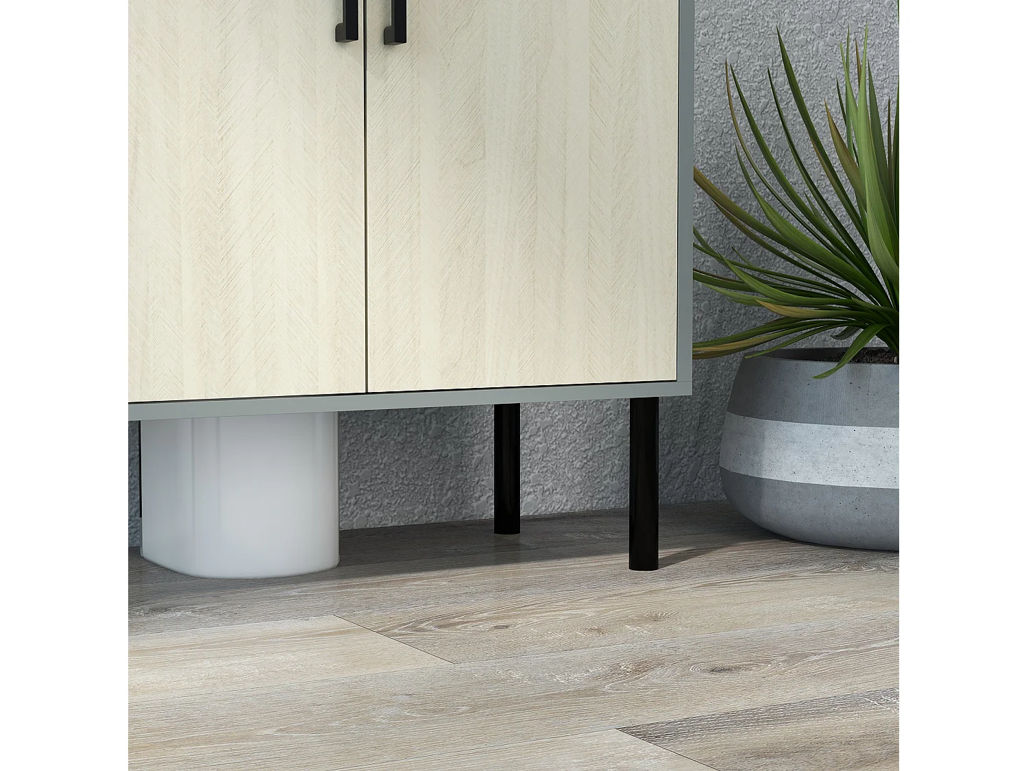 Nabavi Natural Finish Under Sink Vanity Cabinet 60cm Double Doors with Internal Shelf