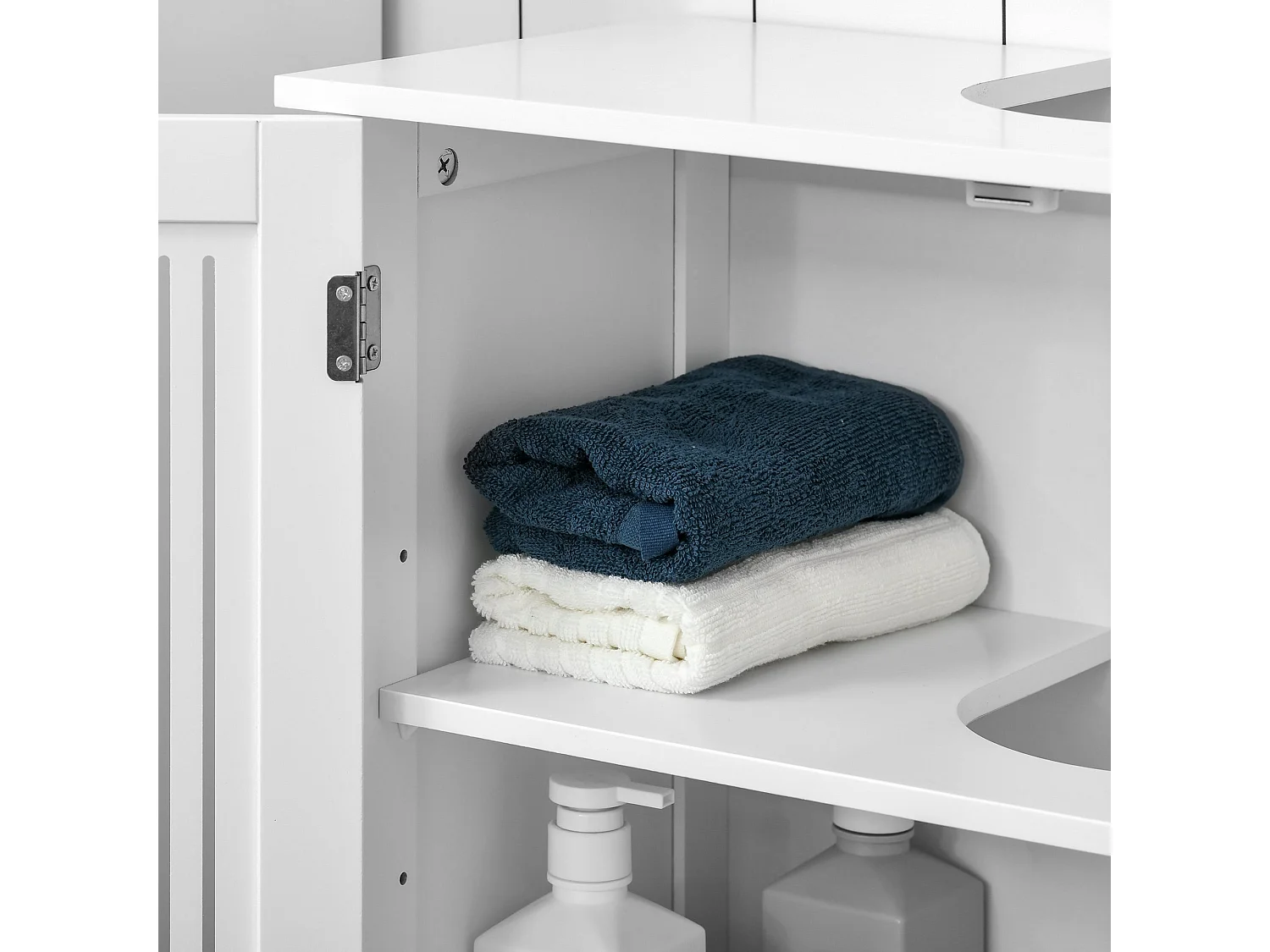 Novaso 60cm White Under Sink Vanity Unit Double Doors Adjustable Shelf