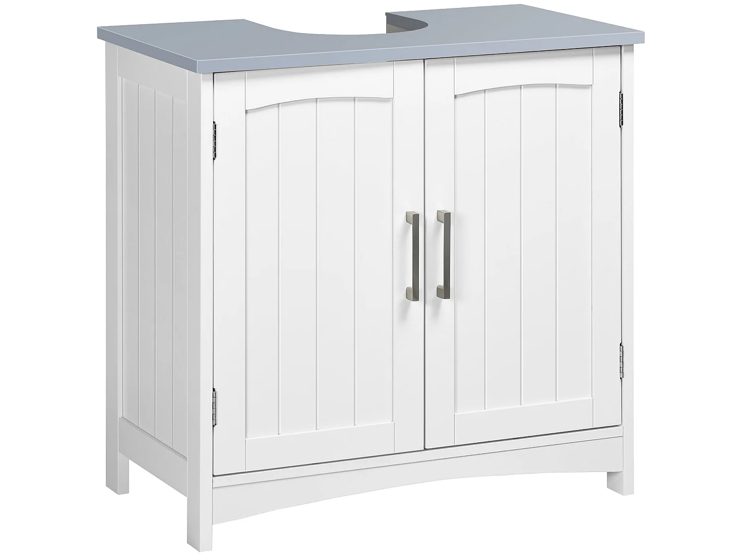 Nebama White and Grey Pedestal Sink Vanity Cupboard with Adjustable Shelving