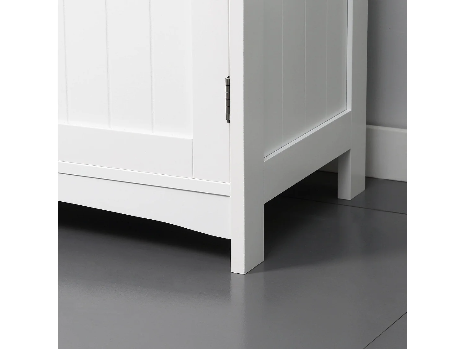 Nebama White and Grey Pedestal Sink Vanity Cupboard with Adjustable Shelving