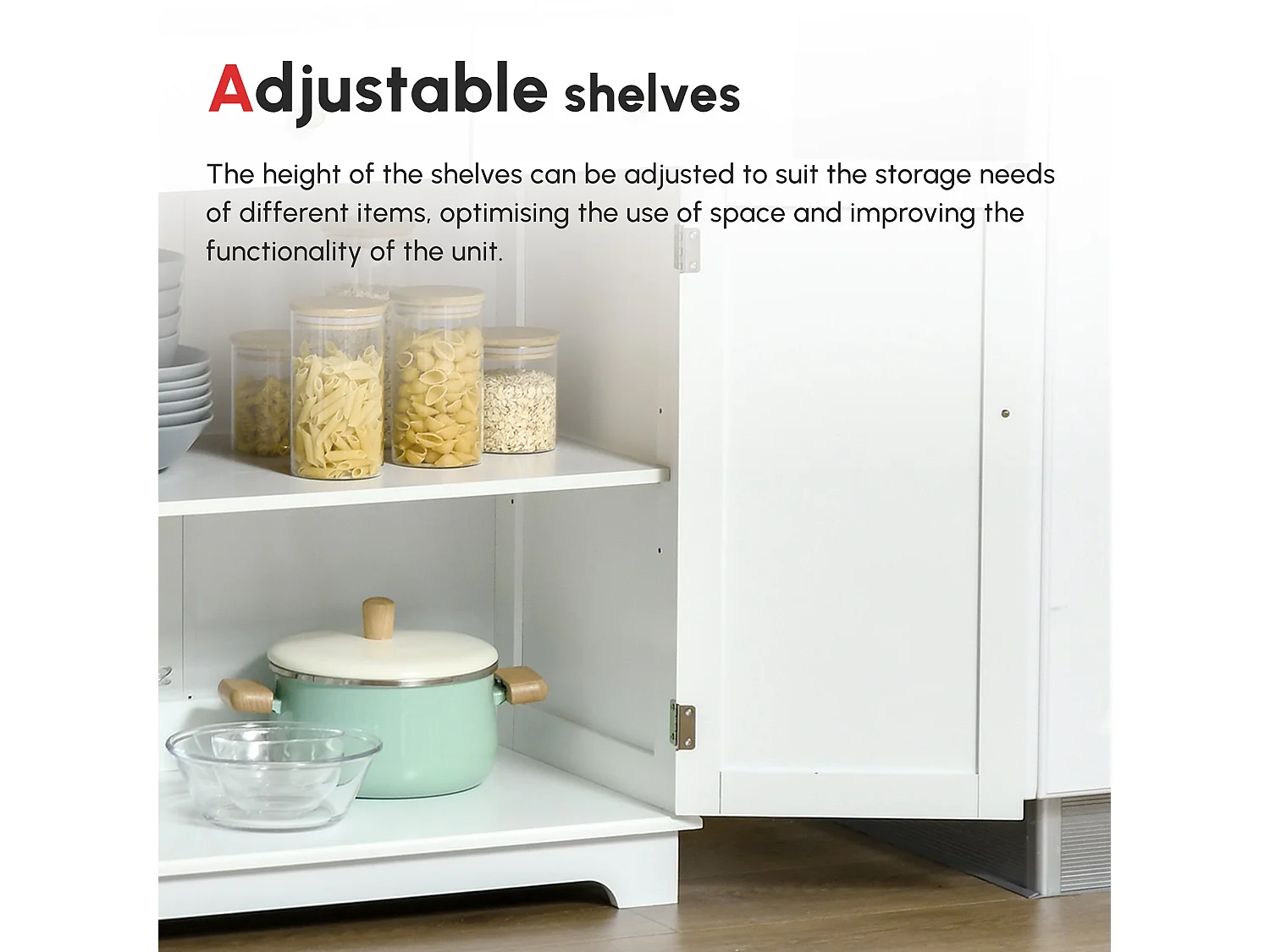 Colalu Wooden Kitchen Cabinet with Natural Solid Top 2 Doors 2 Drawers