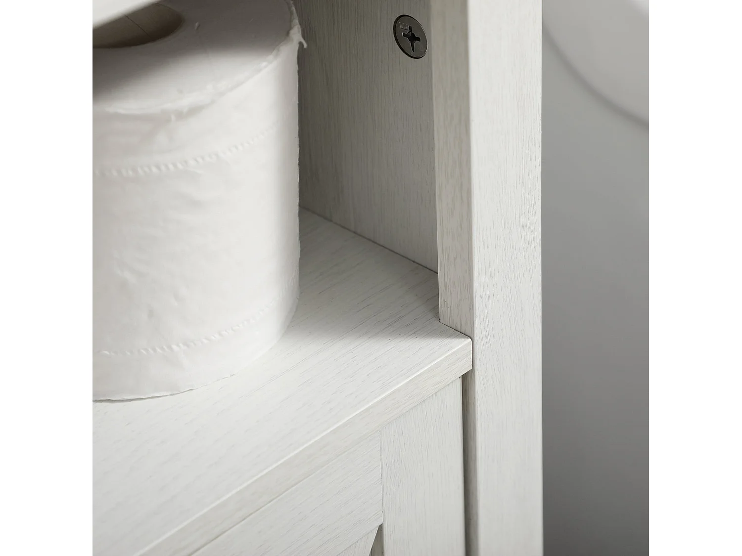 Venole White Under Sink Vanity Cabinet with Brown Top Double Doors and Internal Shelf 60x30x60cm