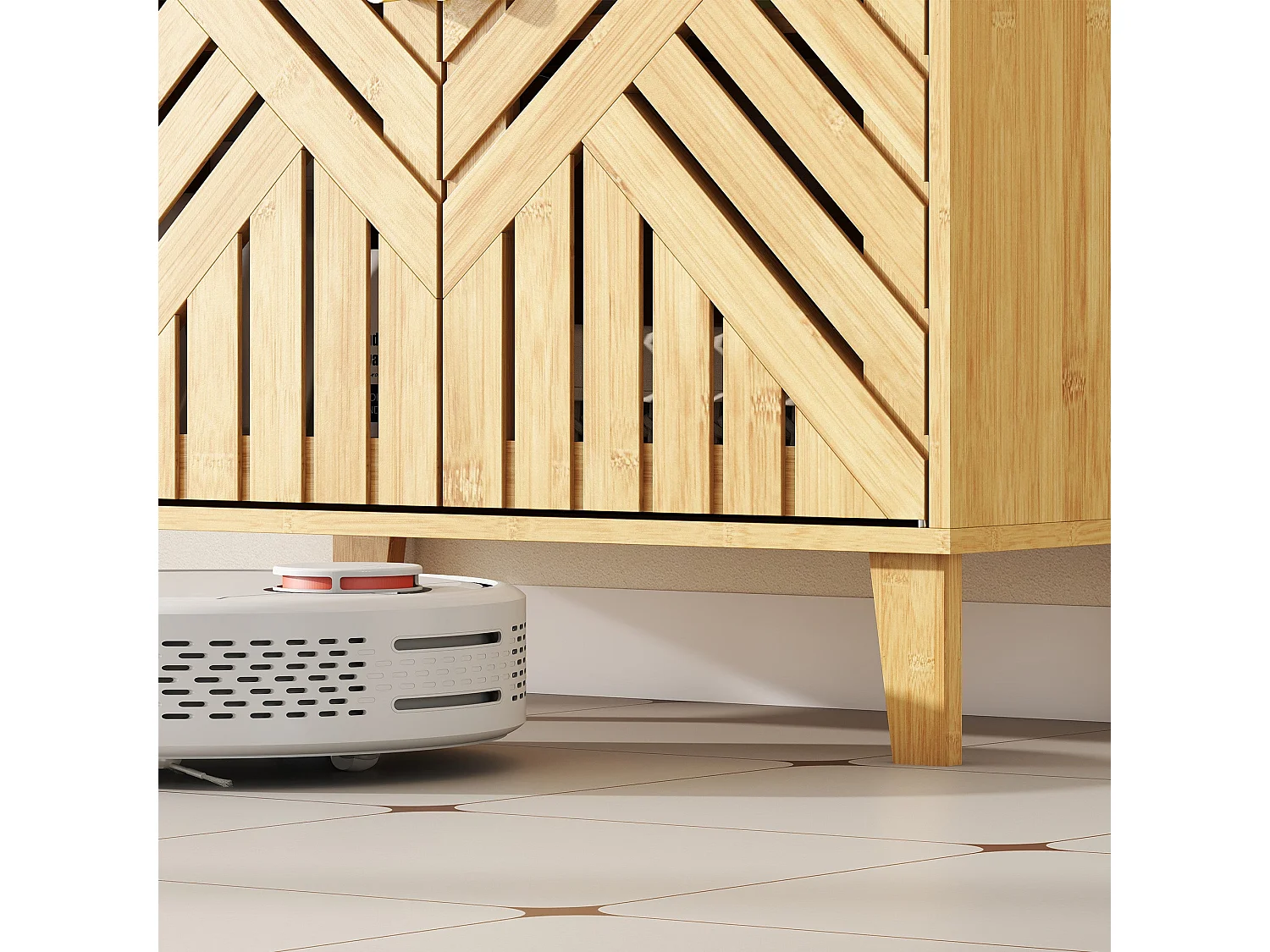 Limifi Bamboo Under Sink Cabinet with Adjustable Shelves Natural Finish