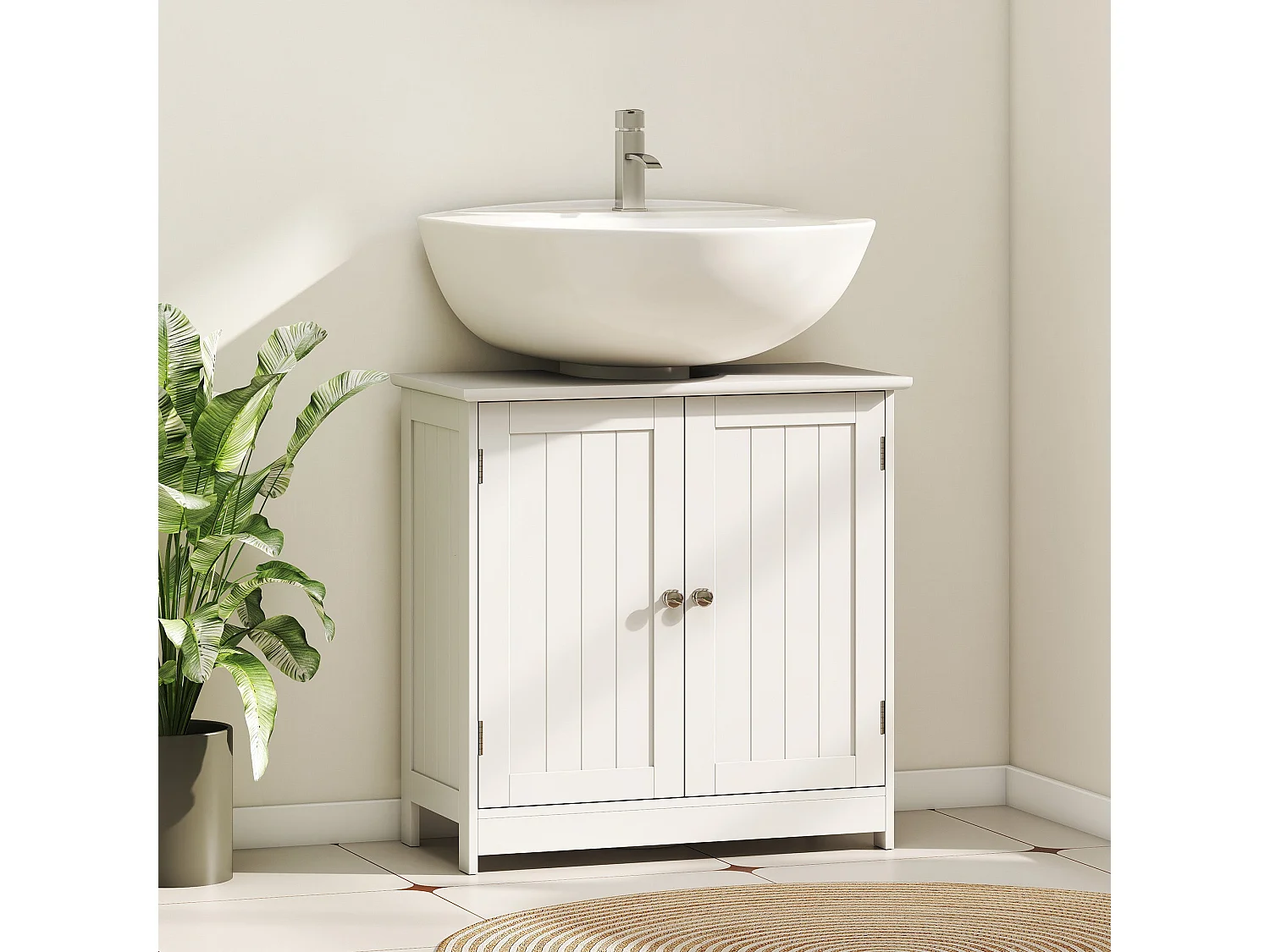 Neha Under Sink Bathroom Vanity Storage Unit 60x30x60cm White