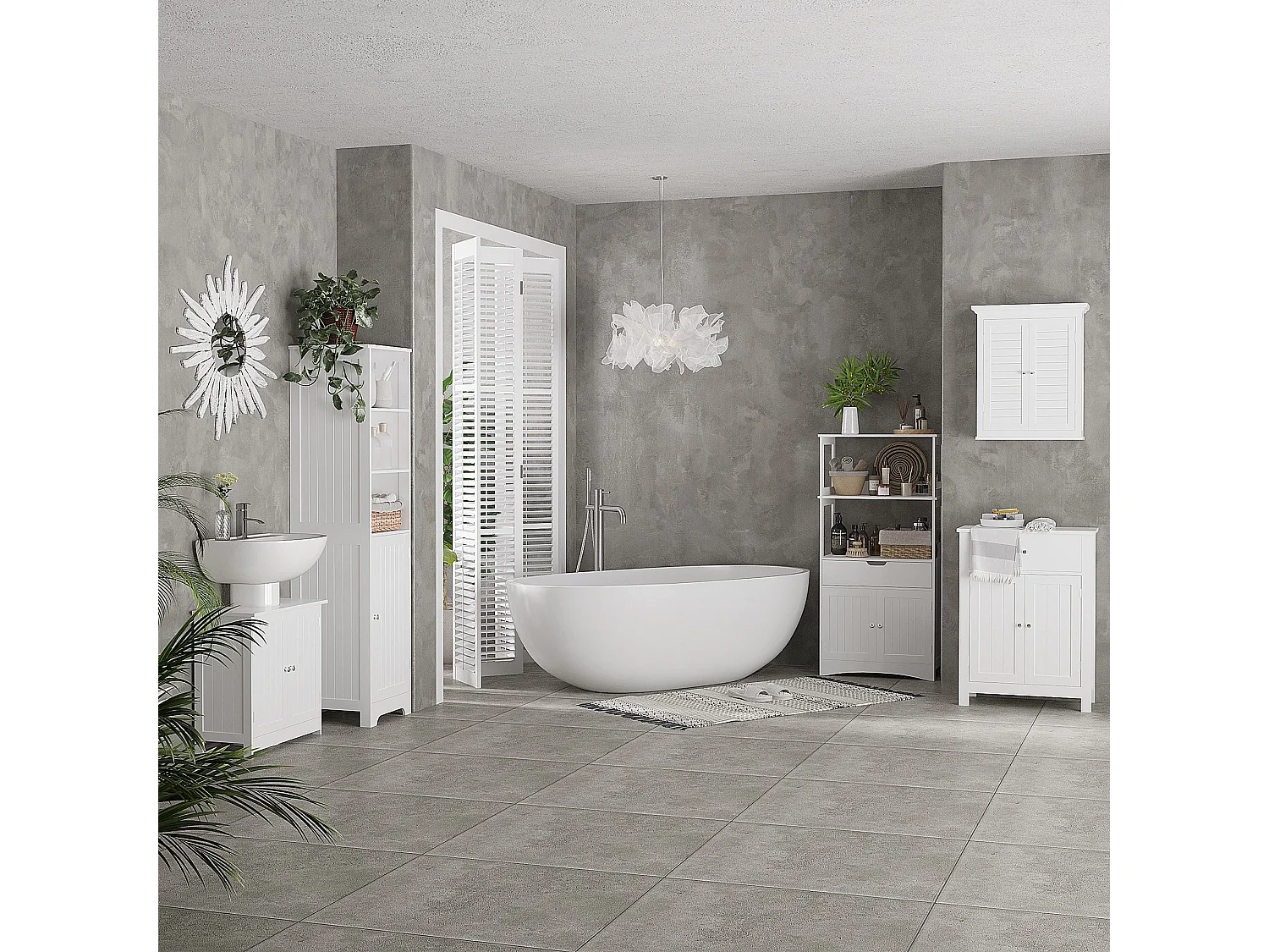 Neha Under Sink Bathroom Vanity Storage Unit 60x30x60cm White