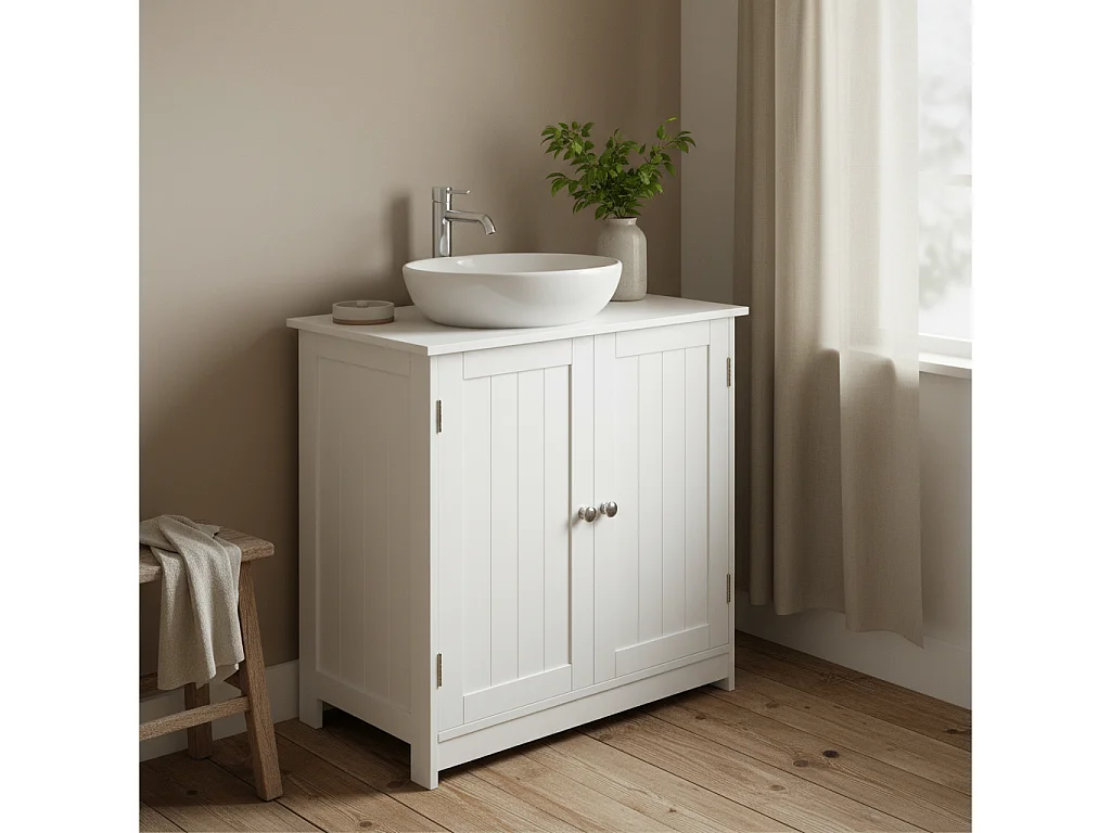 Neha Under Sink Bathroom Vanity Storage Unit 60x30x60cm White