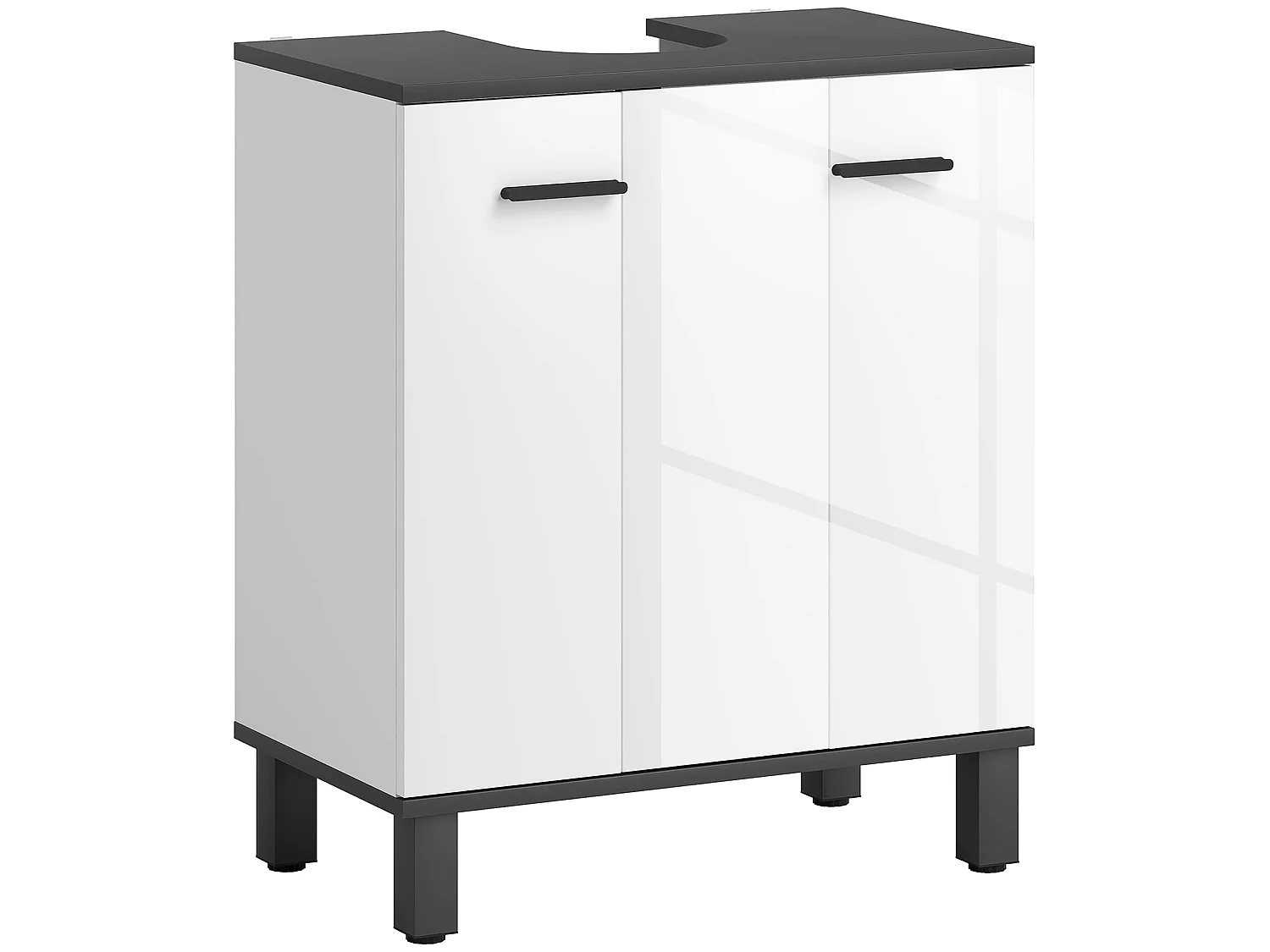 Karesala High Gloss White Under Sink Bathroom Storage Cabinet 60x34x70cm