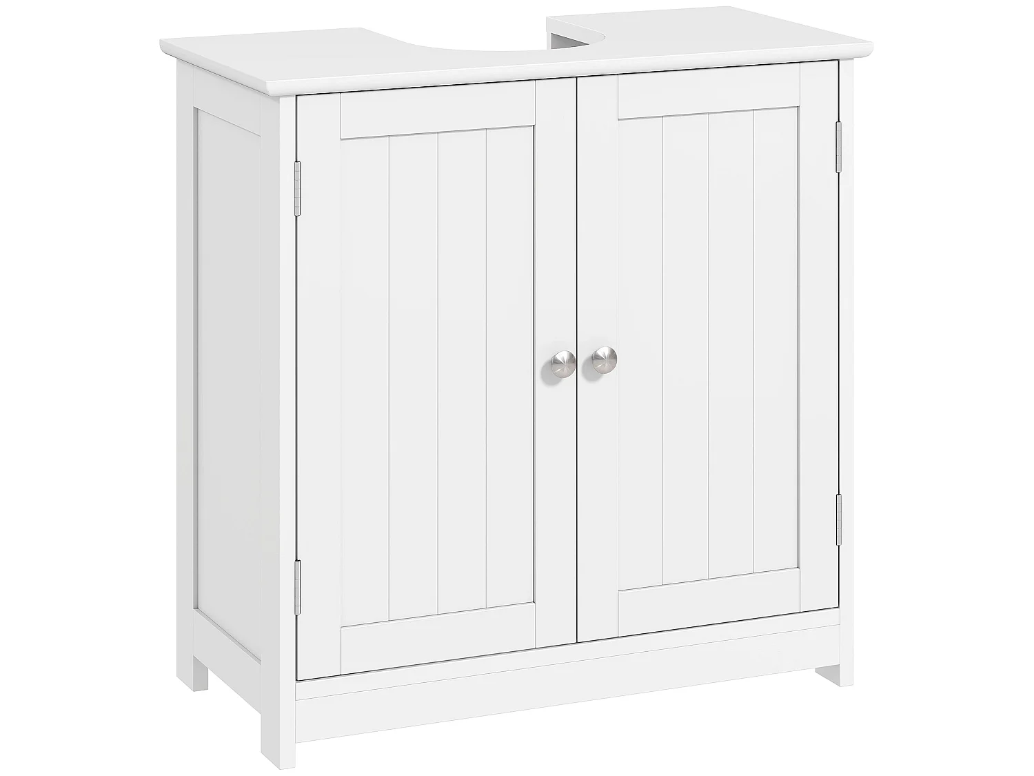 60cm White Under Sink Cabinet Double Doors Adjustable Shelf U Cut for Basin