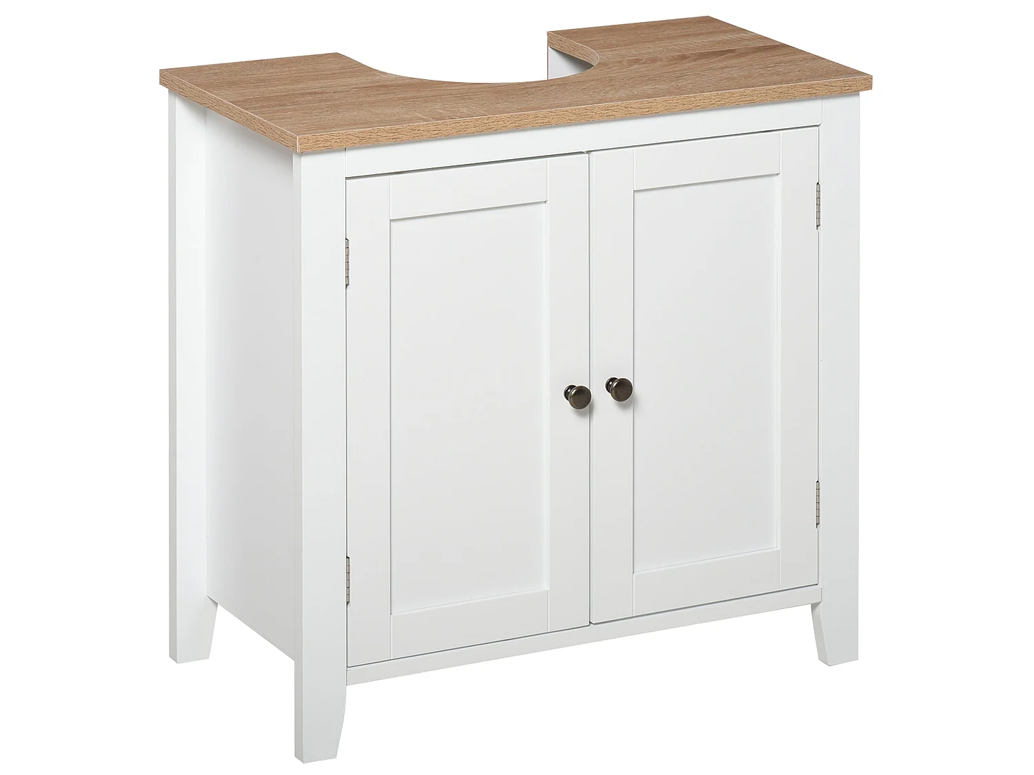 Luzi Freestanding Under Sink Cupboard with Adjustable Shelf White and Wood effect