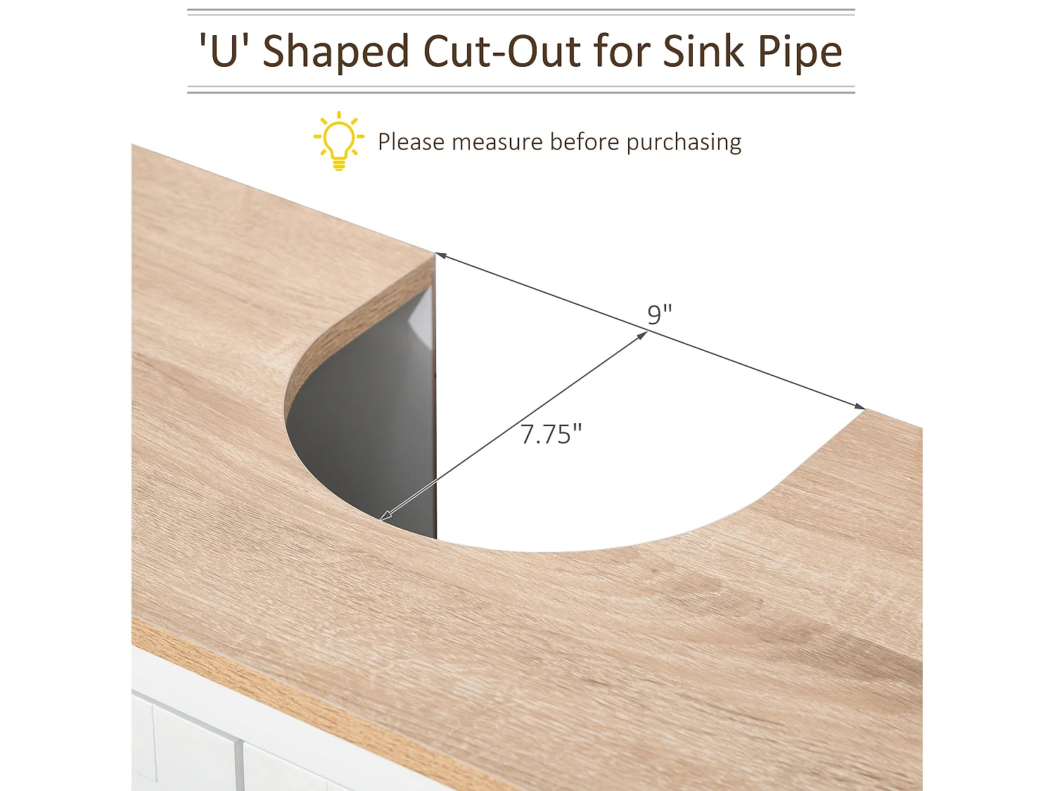Luzi Freestanding Under Sink Cupboard with Adjustable Shelf White and Wood effect