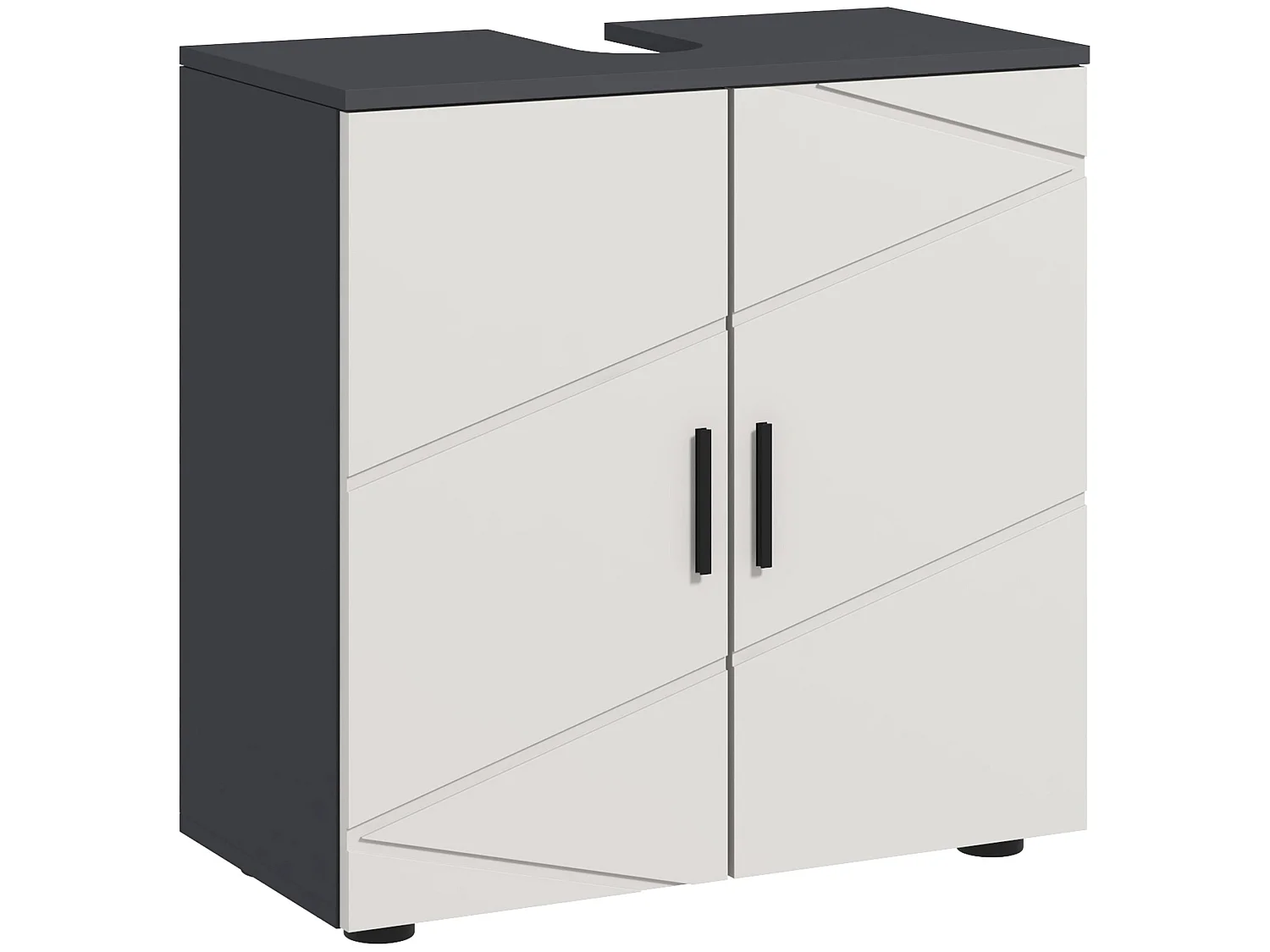 Kipae Light Grey Under Sink Vanity Cabinet 60x30x60cm Double Doors Adjustable Shelf U Cut Out