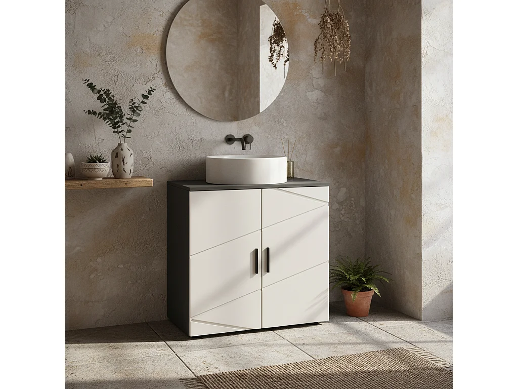 Kipae Light Grey Under Sink Vanity Cabinet 60x30x60cm Double Doors Adjustable Shelf U Cut Out