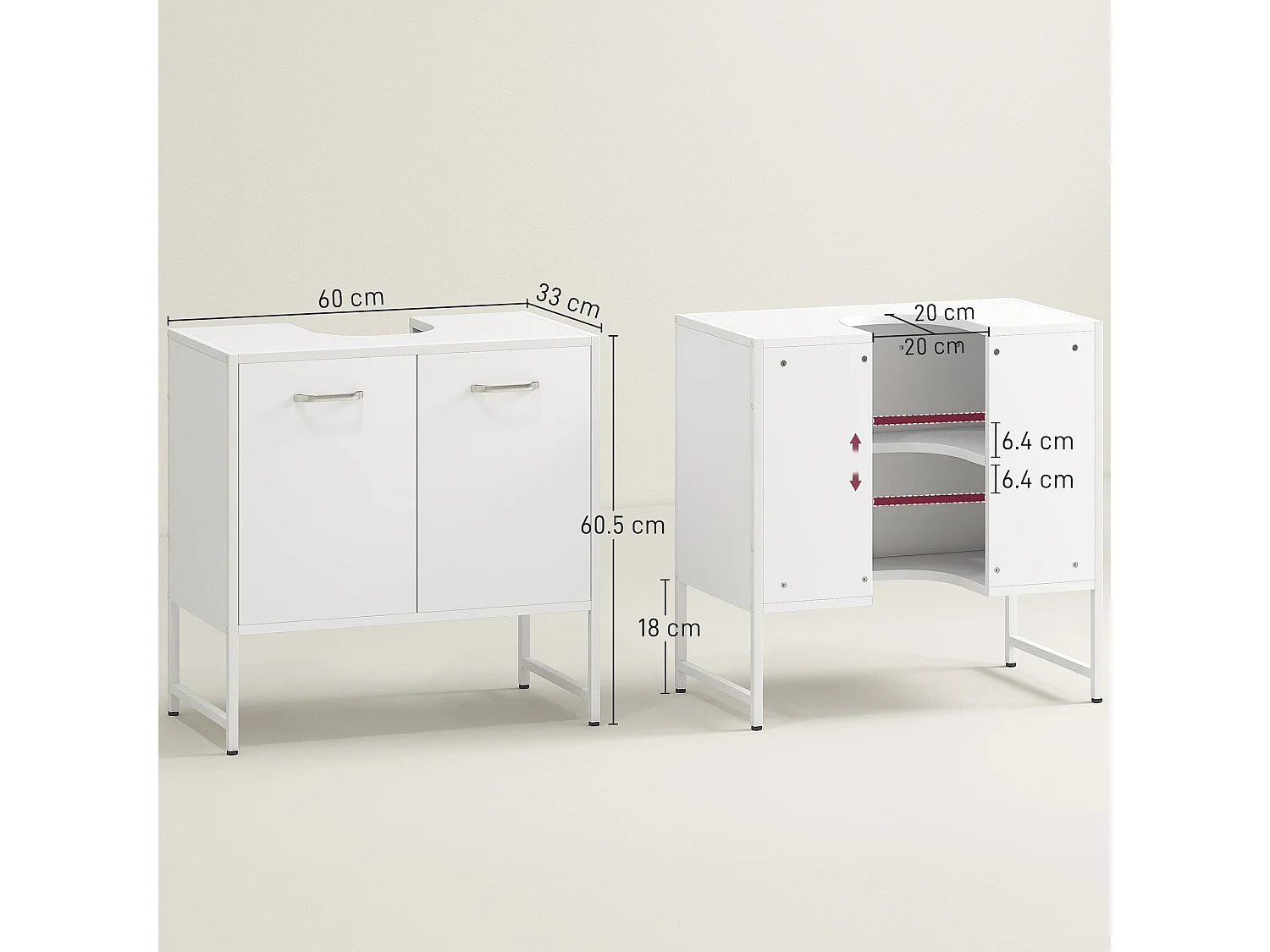 Lilo Fifi Under Sink Vanity Cabinet for Pedestal Basin White Soft Close Doors