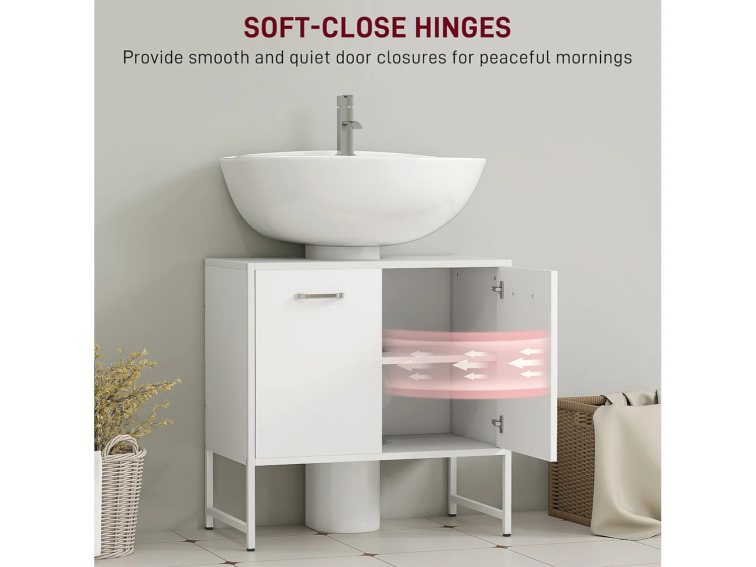 Lilo Fifi Under Sink Vanity Cabinet for Pedestal Basin White Soft Close Doors