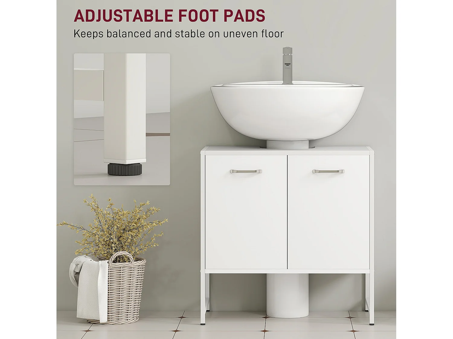 Lilo Fifi Under Sink Vanity Cabinet for Pedestal Basin White Soft Close Doors
