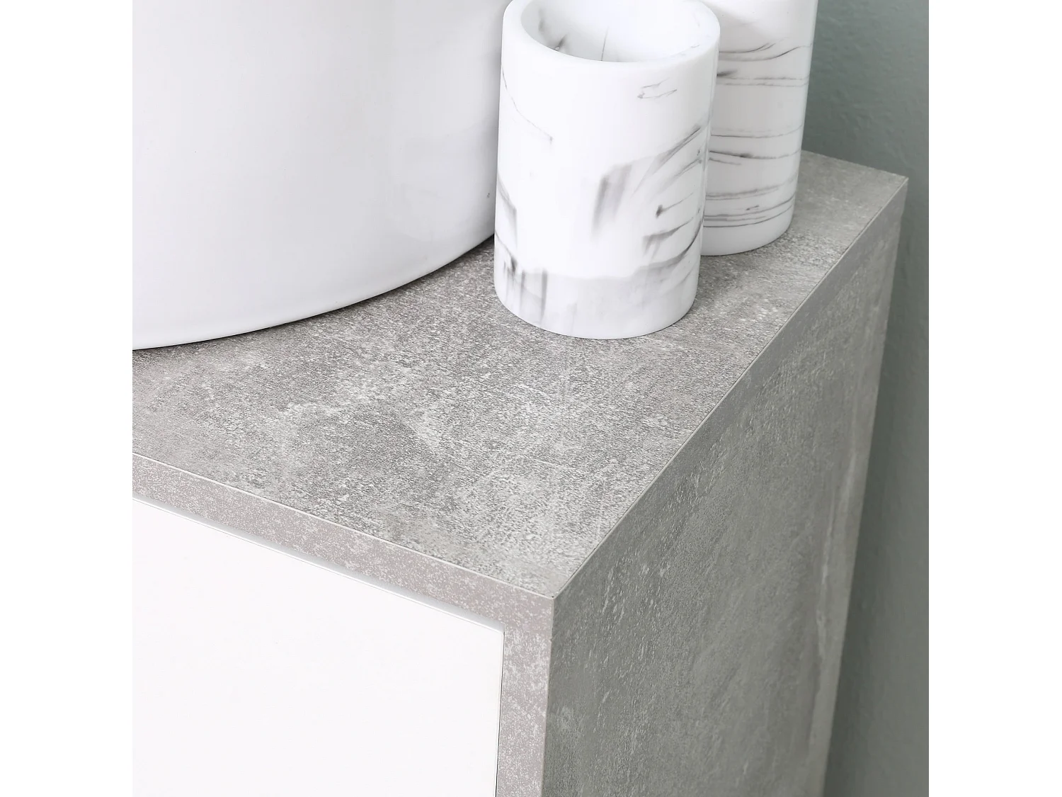 Lireco Under Sink Vanity Storage Cabinet with Adjustable Shelves White and Grey