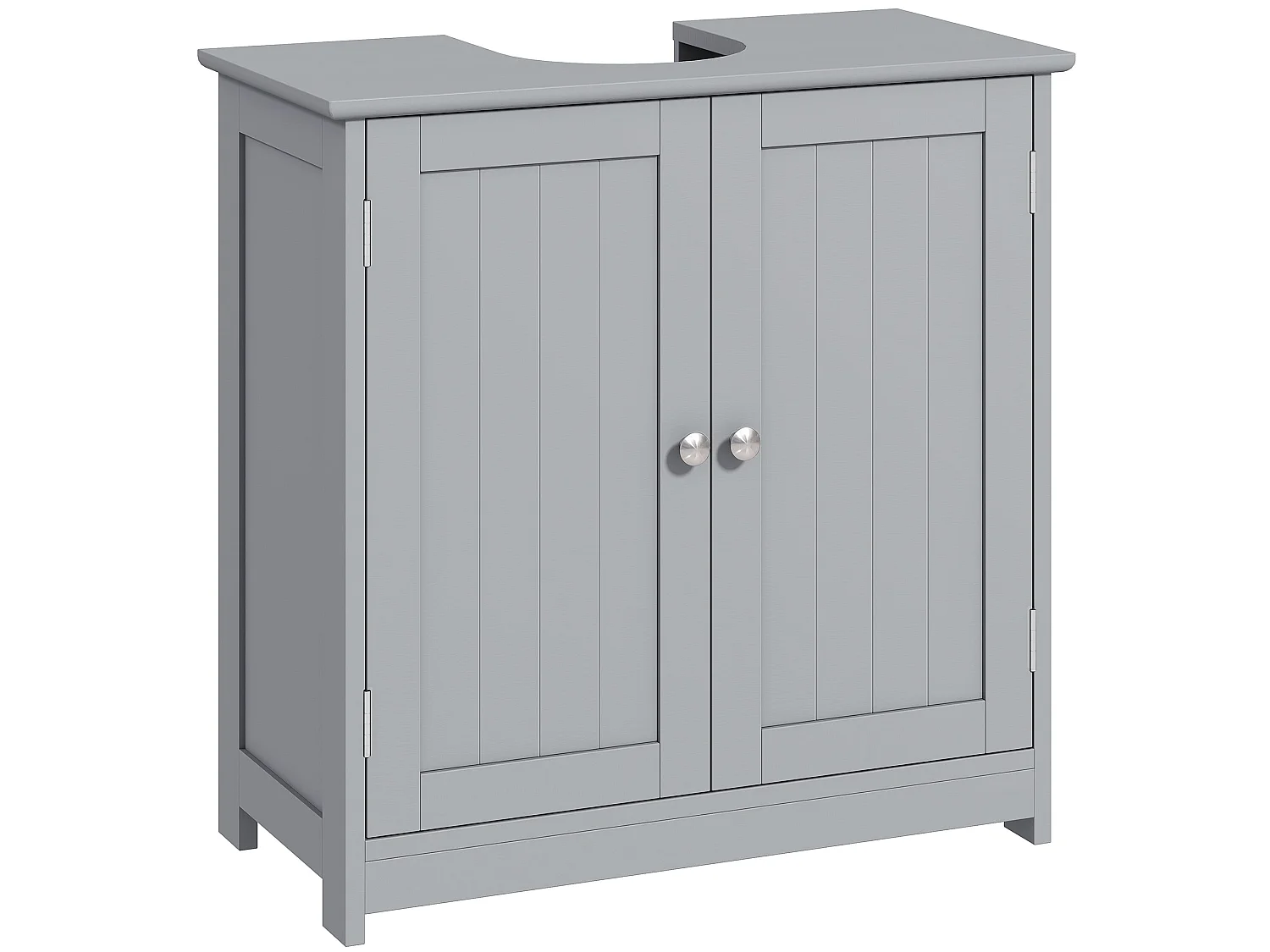Seseha Grey Under Sink Vanity Cupboard Double Doors U Shaped Cut Out Adjustable Shelf