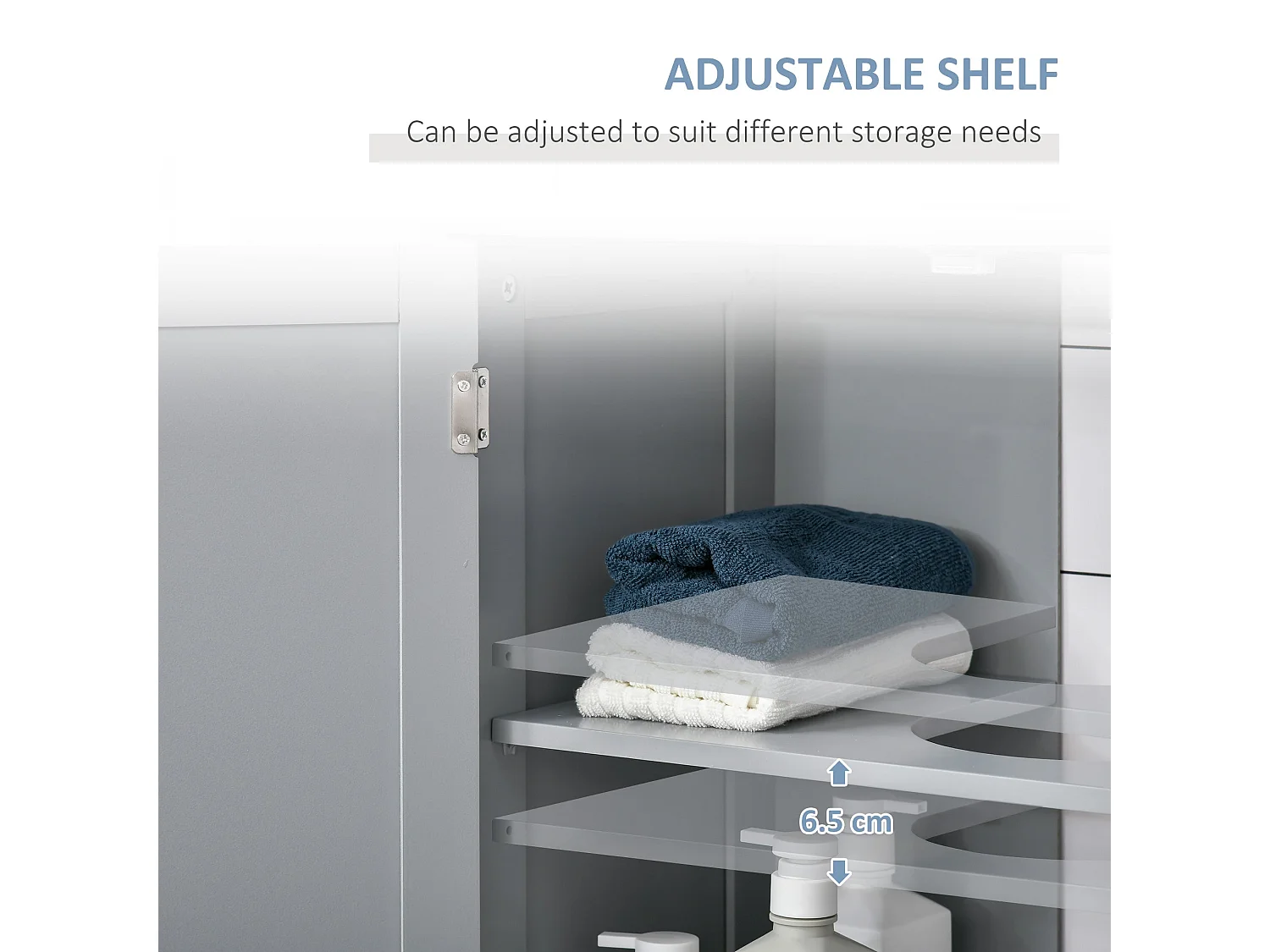 Seseha Grey Under Sink Vanity Cupboard Double Doors U Shaped Cut Out Adjustable Shelf