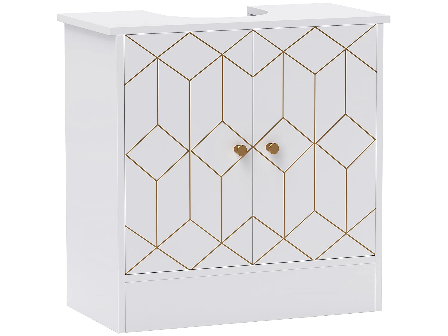 Verado Under Sink Cabinet White Adjustable Shelves with Open Compartments