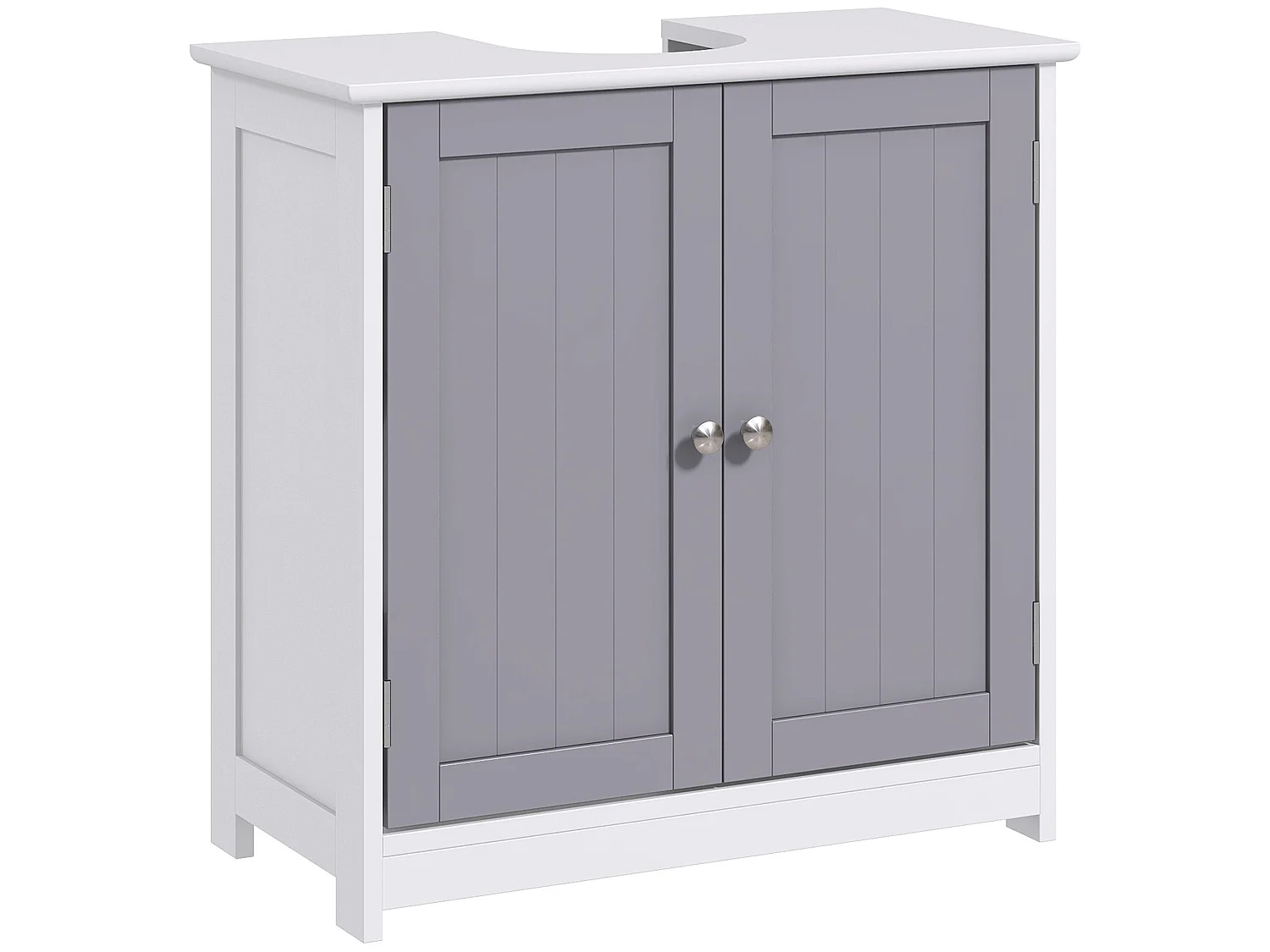 Rova Compact Under Sink Bathroom Storage Cabinet with Adjustable Shelf and Drain Cut Out White and Grey