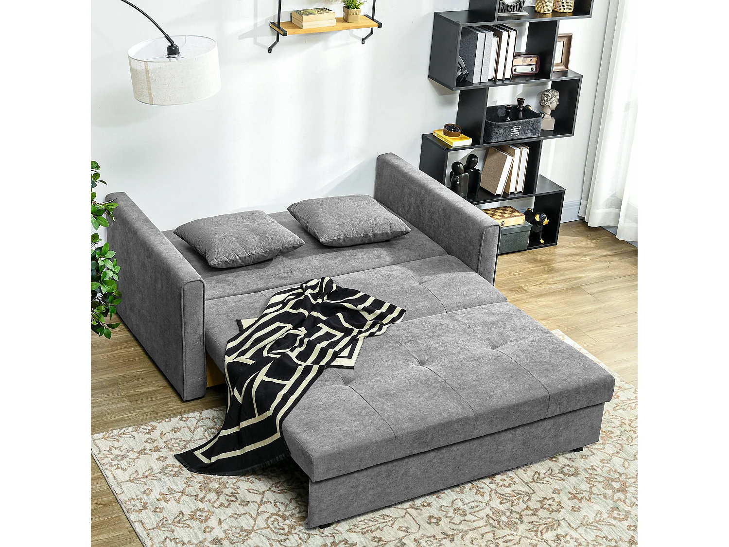 Lane Mili Snow Flannel Grey 2 Seater Sofa Bed with Hidden Storage