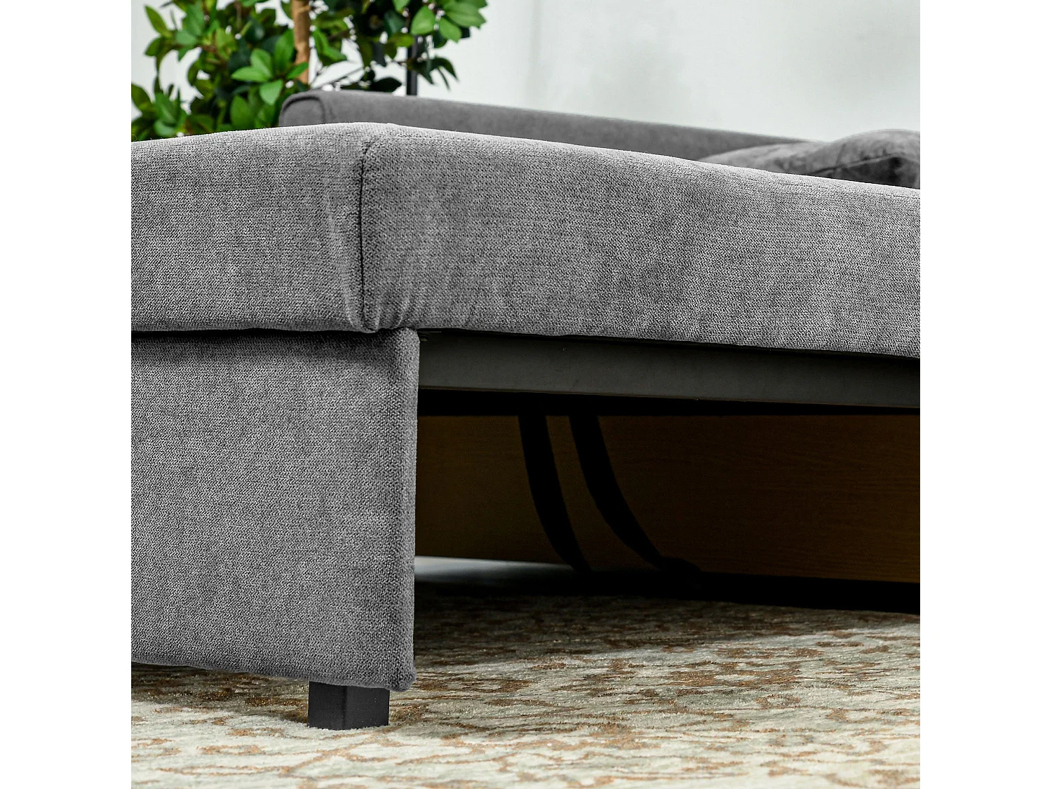 Lane Mili Snow Flannel Grey 2 Seater Sofa Bed with Hidden Storage