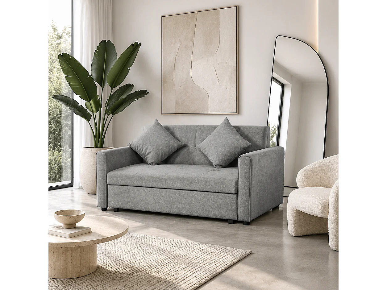 Lane Mili Snow Flannel Grey 2 Seater Sofa Bed with Hidden Storage