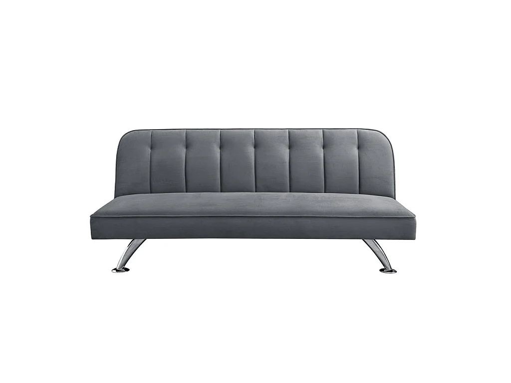 Malahide Grey Velvet Tufted Single Sofa Bed Chrome Legs