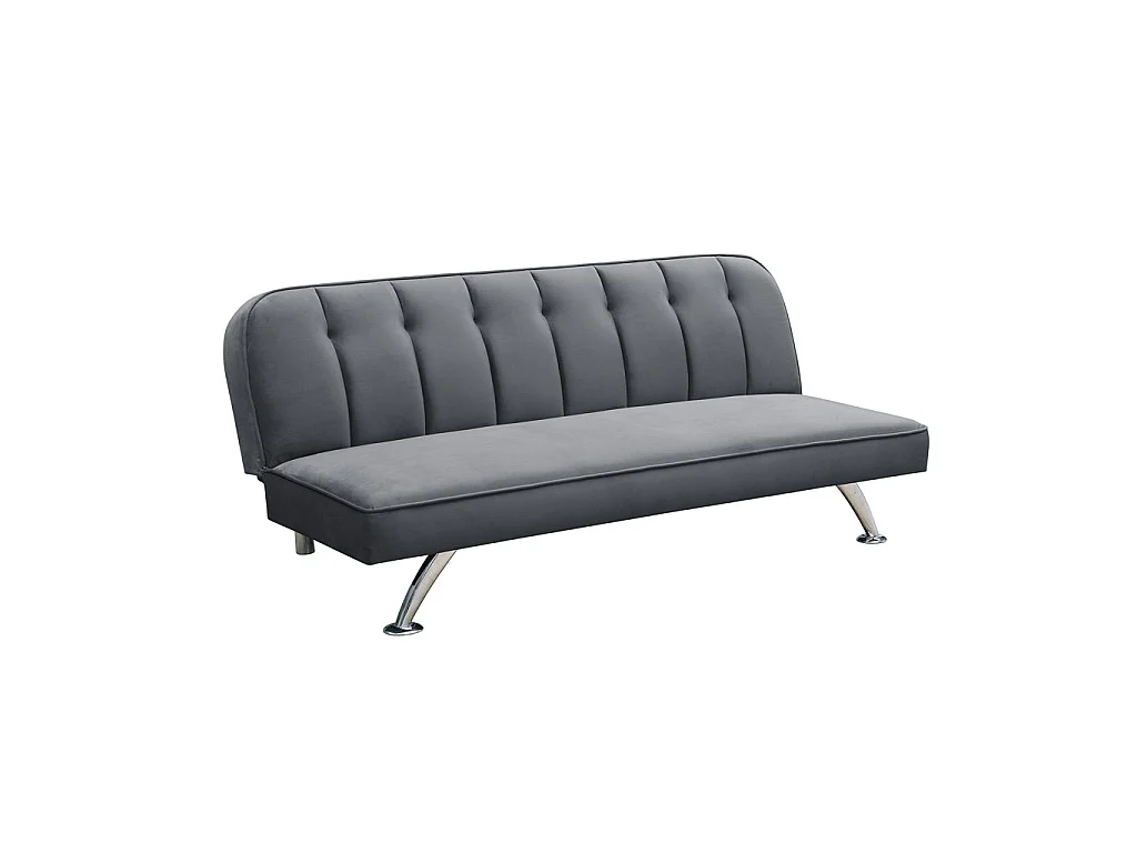 Malahide Grey Velvet Tufted Single Sofa Bed Chrome Legs