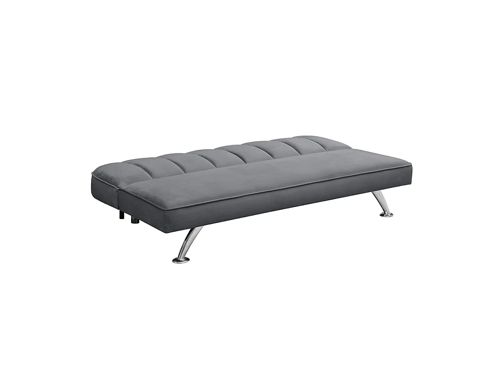 Malahide Grey Velvet Tufted Single Sofa Bed Chrome Legs