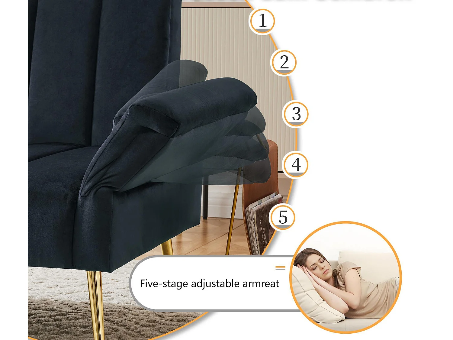 3-Sitzer-Schlafsofa aus Samtstoff – Schwarz