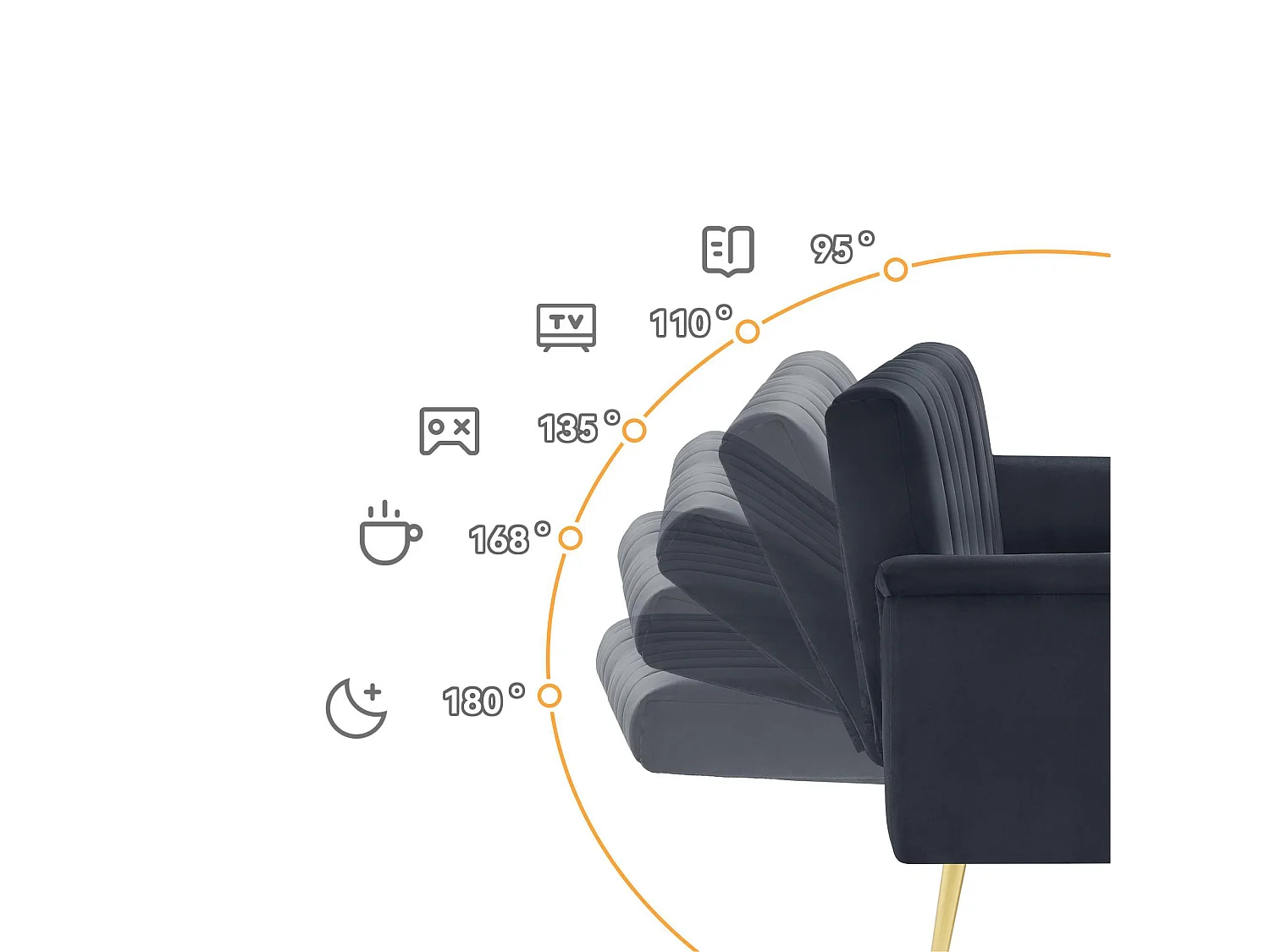 3-Sitzer-Schlafsofa aus Samtstoff – Schwarz