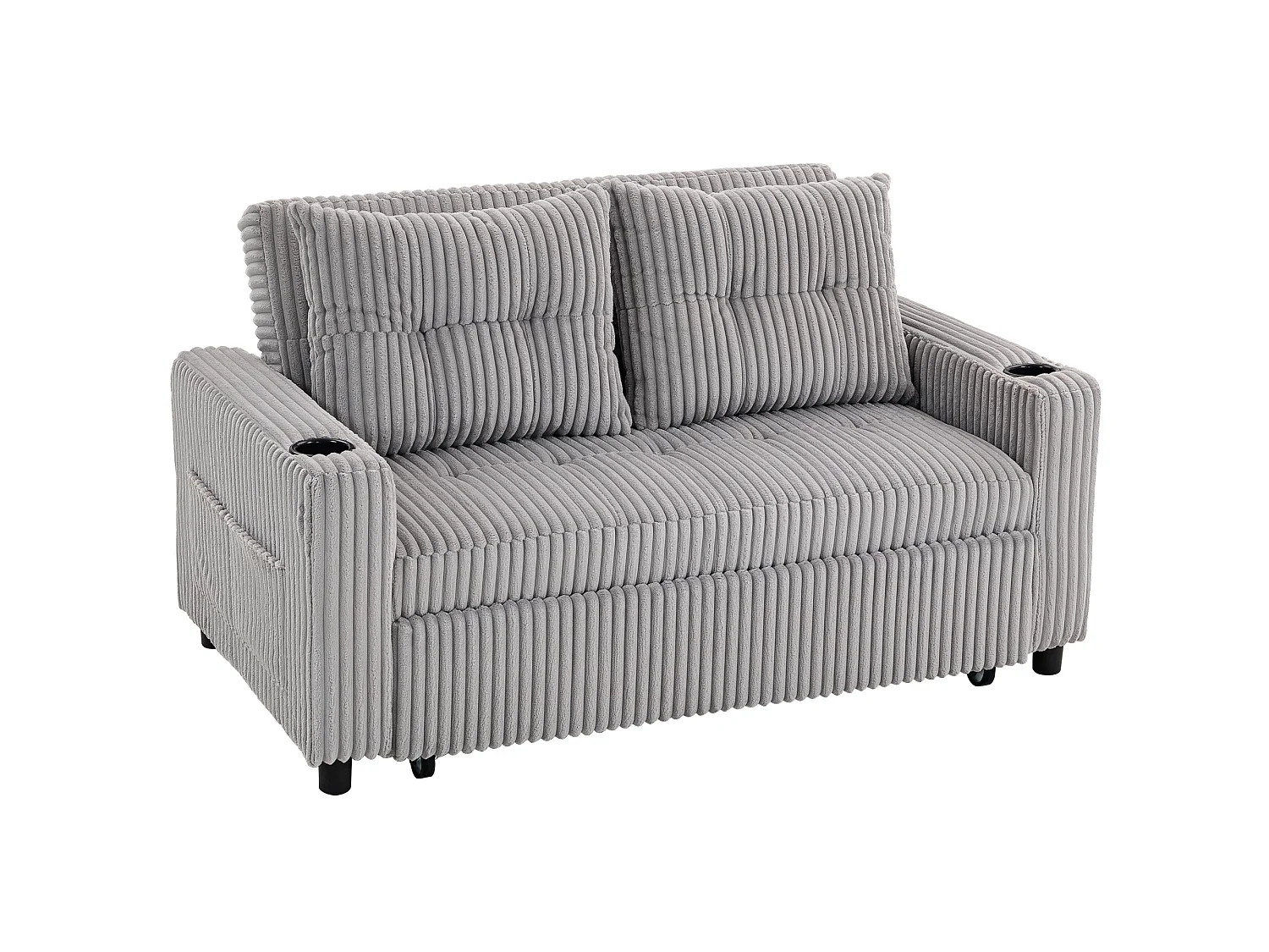 Lore Light Grey Corduroy 2 Seater Click Clack Sofa Bed