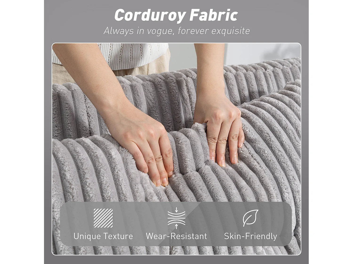 Lore Light Grey Corduroy 2 Seater Click Clack Sofa Bed