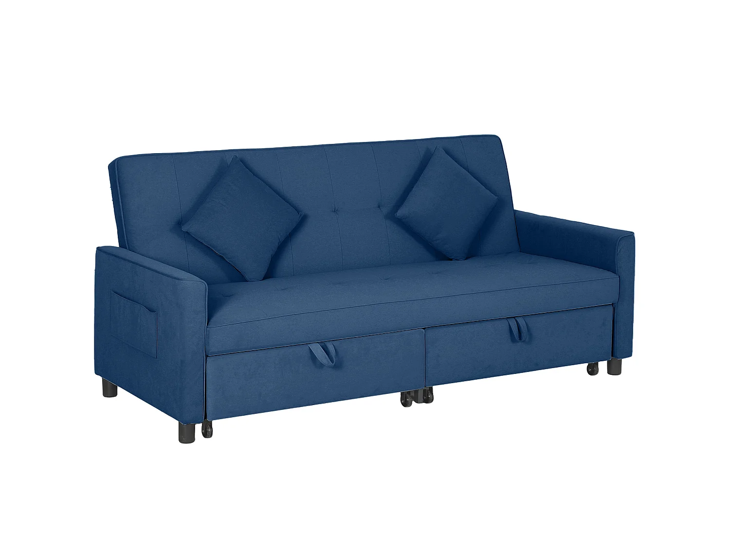 Sarova Difa Blue Velvet Feel 3 Seater Convertible Sofa Bed