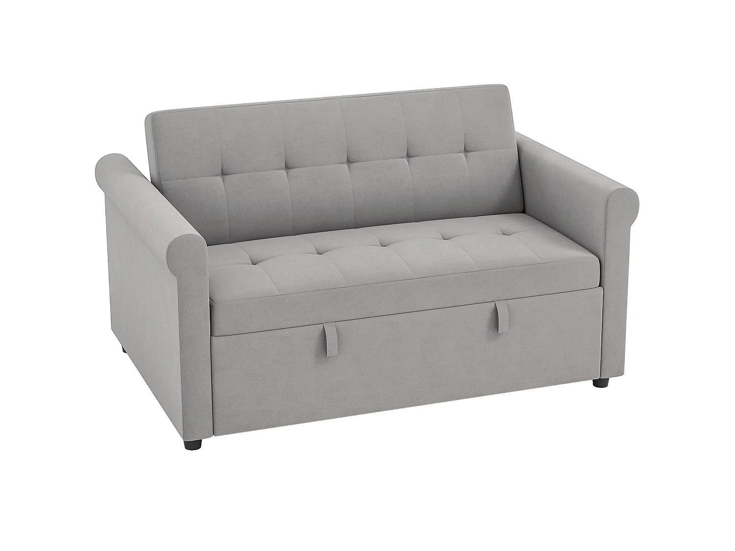 Rekano Velvet Grey 2 Seater Sofa Bed with Tufted Upholstery