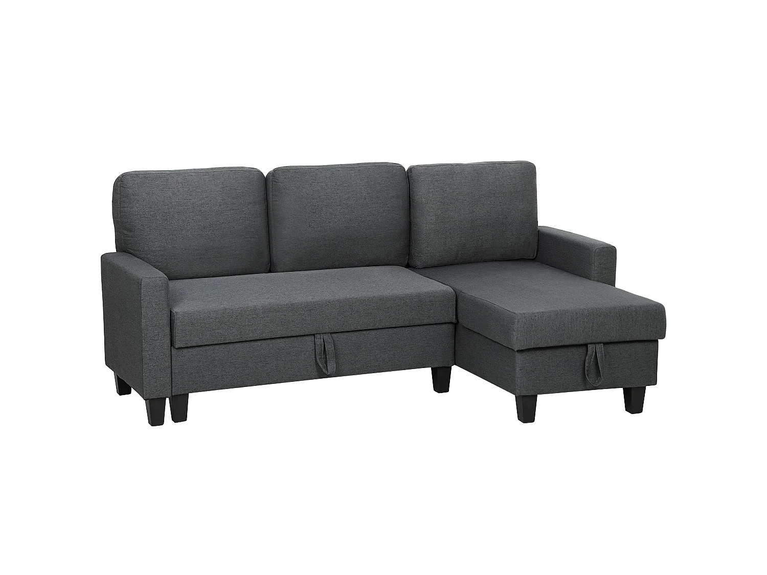 Lulo Charcoal Grey Fabric 3 Seater Sofa Bed with Reversible Chaise and Storage