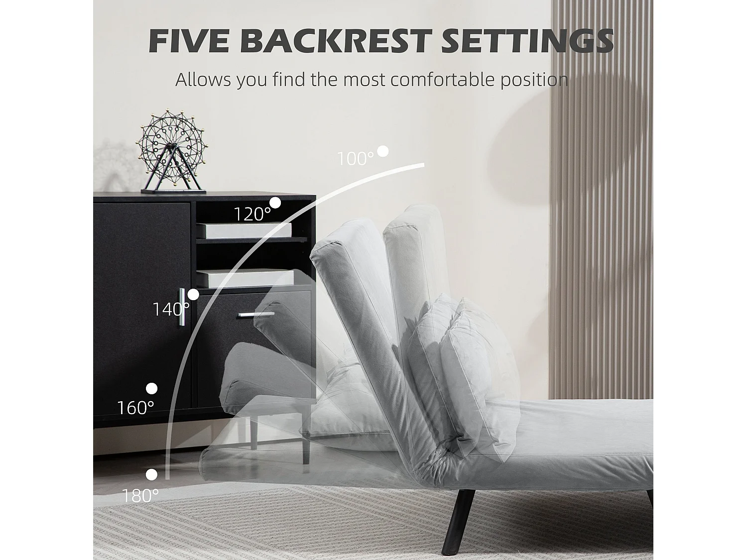Pazike Light Grey 4 in 1 Convertible Double Sofa Bed with Cushions