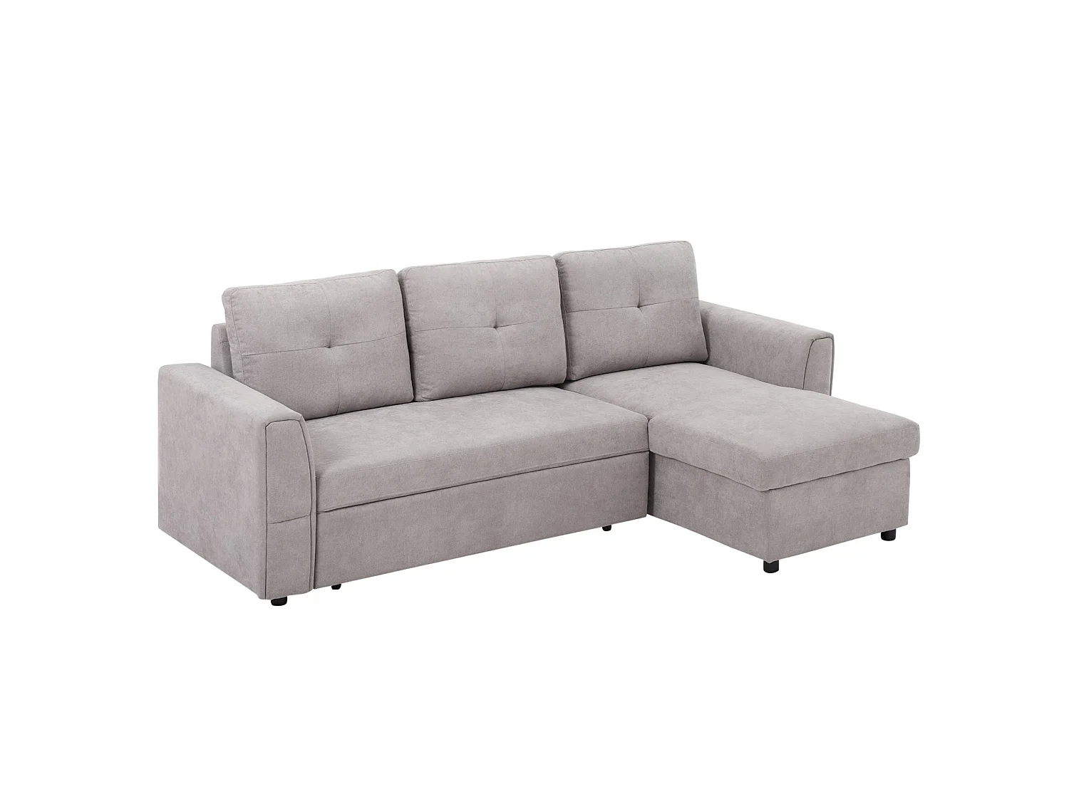 Kaba Light Grey 3 Seater L Shaped Sofa Bed with Reversible Chaise and Hidden Storage