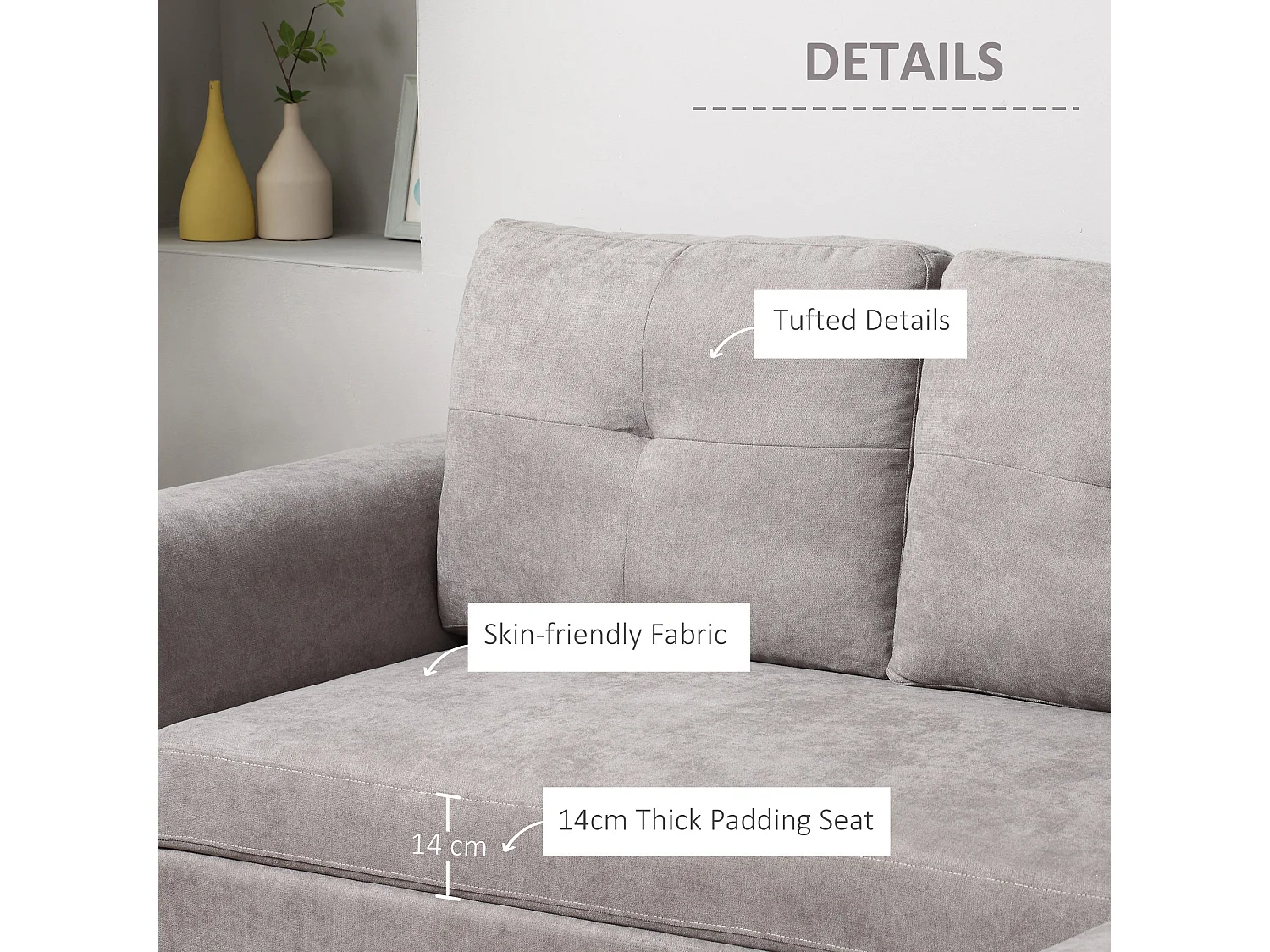 Kaba Light Grey 3 Seater L Shaped Sofa Bed with Reversible Chaise and Hidden Storage