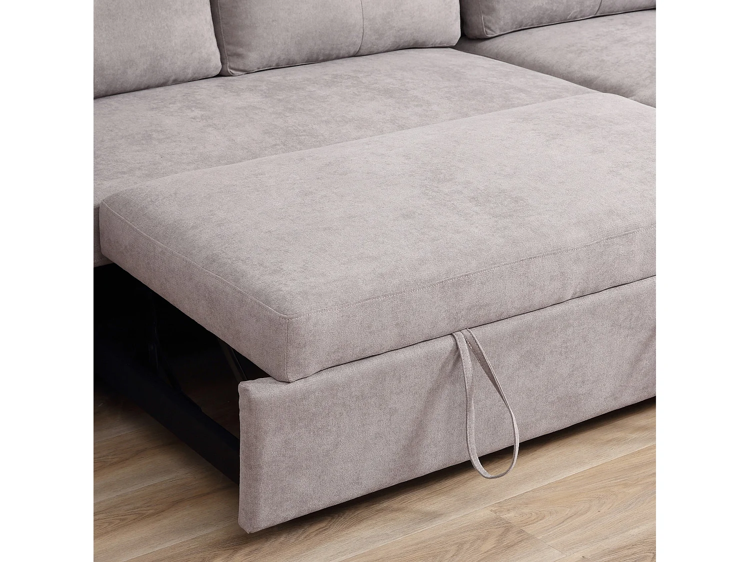 Kaba Light Grey 3 Seater L Shaped Sofa Bed with Reversible Chaise and Hidden Storage