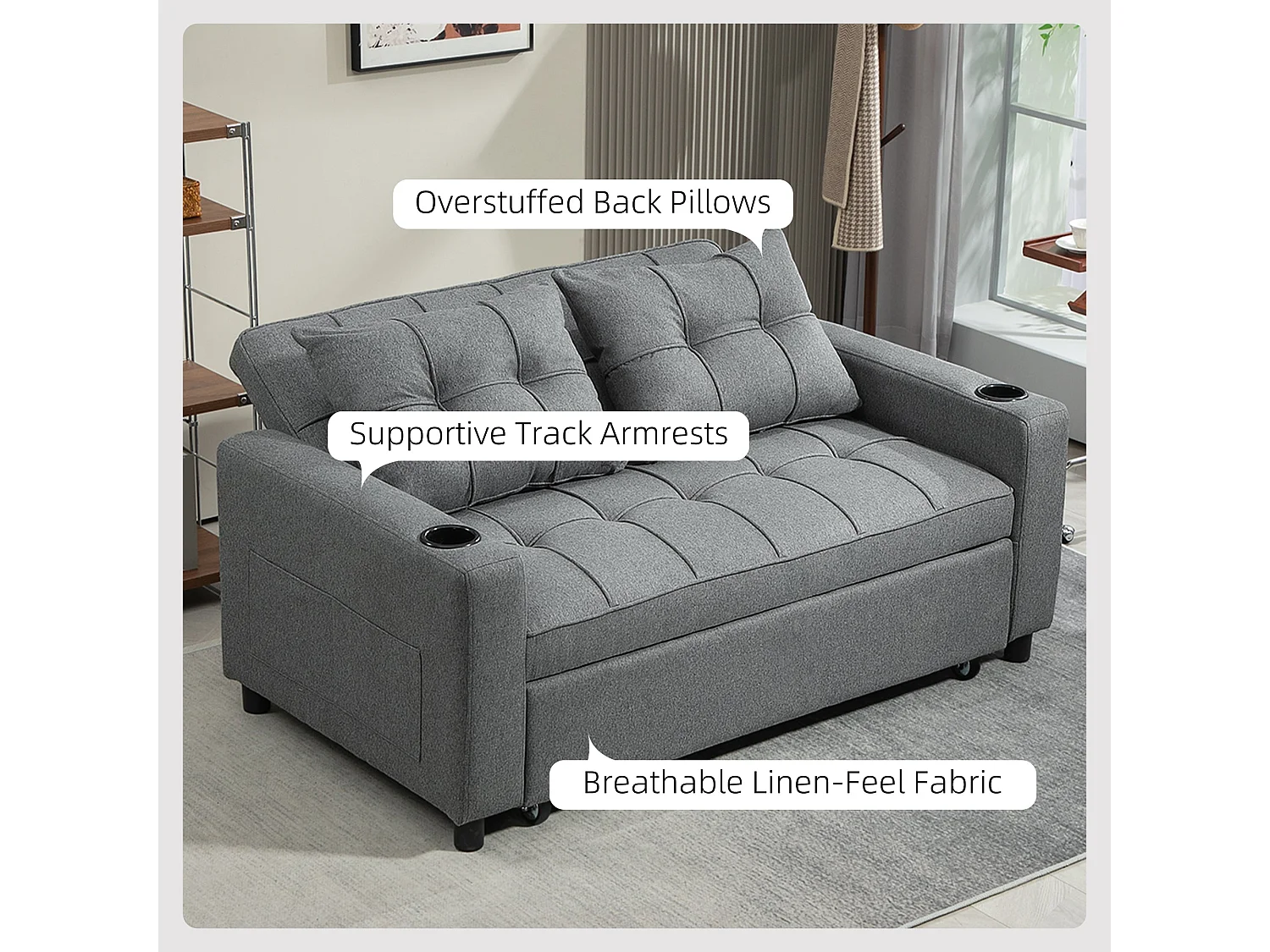 Rireel Diha Dark Grey 2 Seater Pull Out Sofa Bed